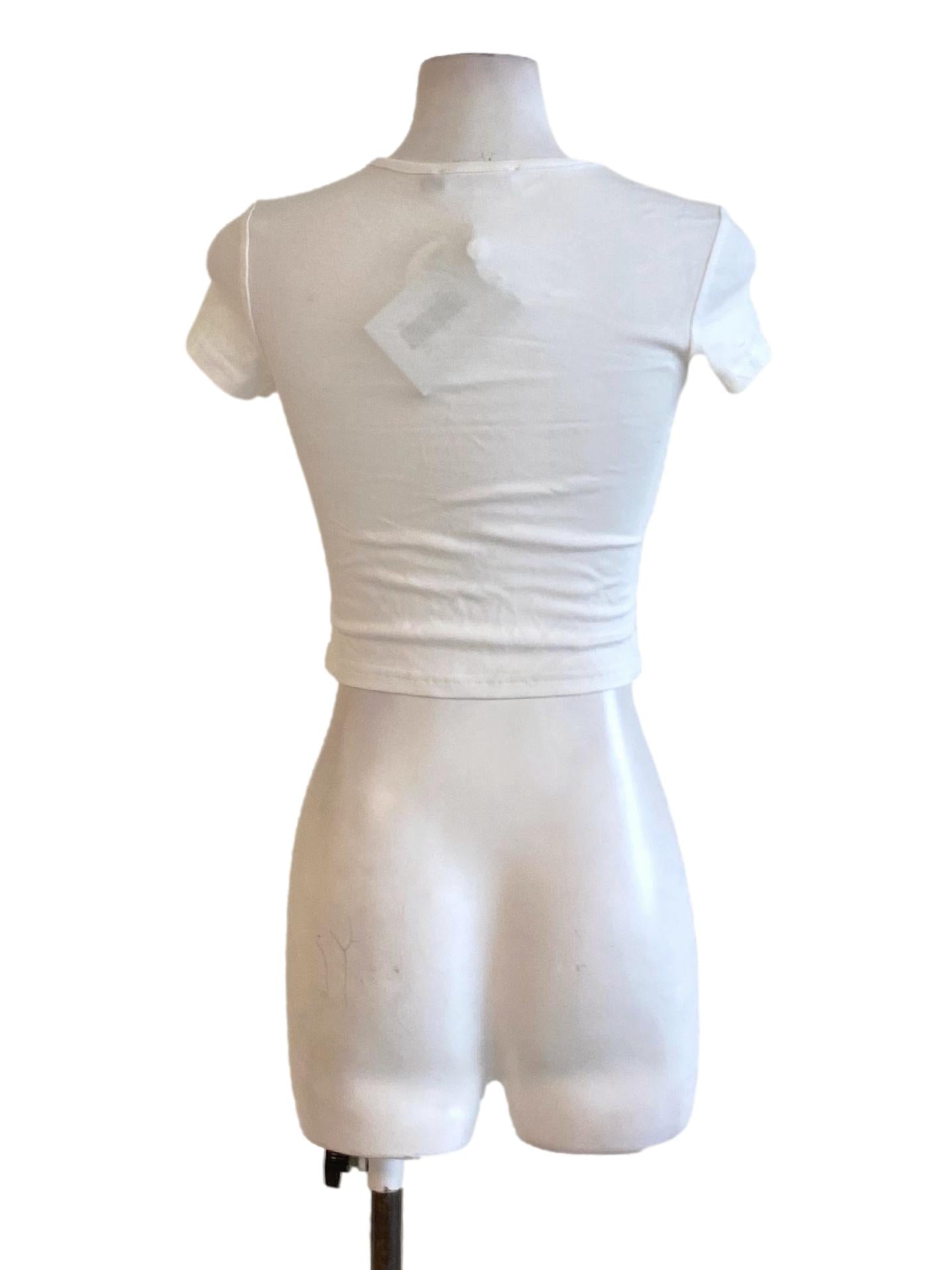 Soft White Round Neck Short Sleeve Cropped T-Shirt TTR