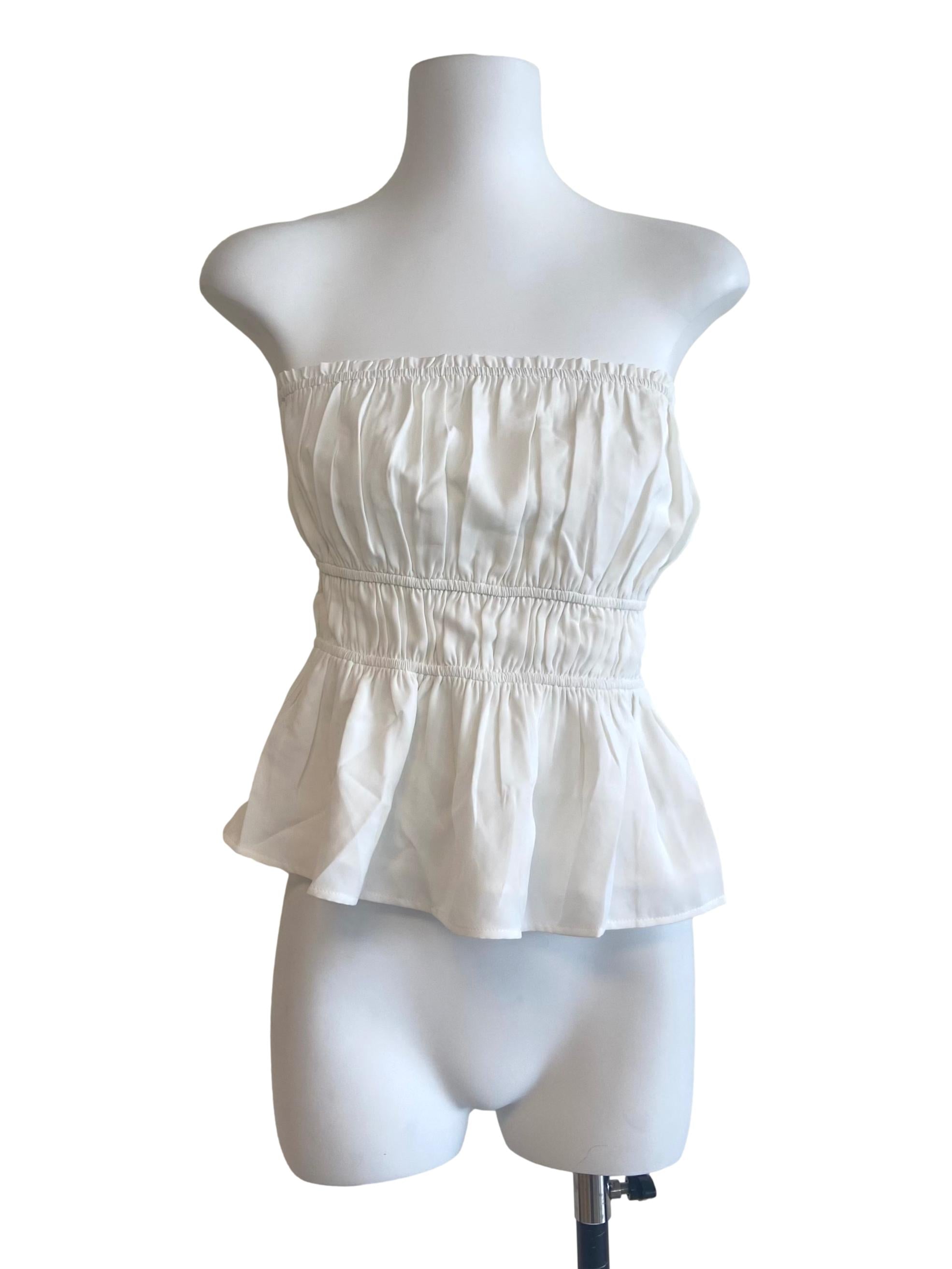 White Strapless Pegged Waist Blouse