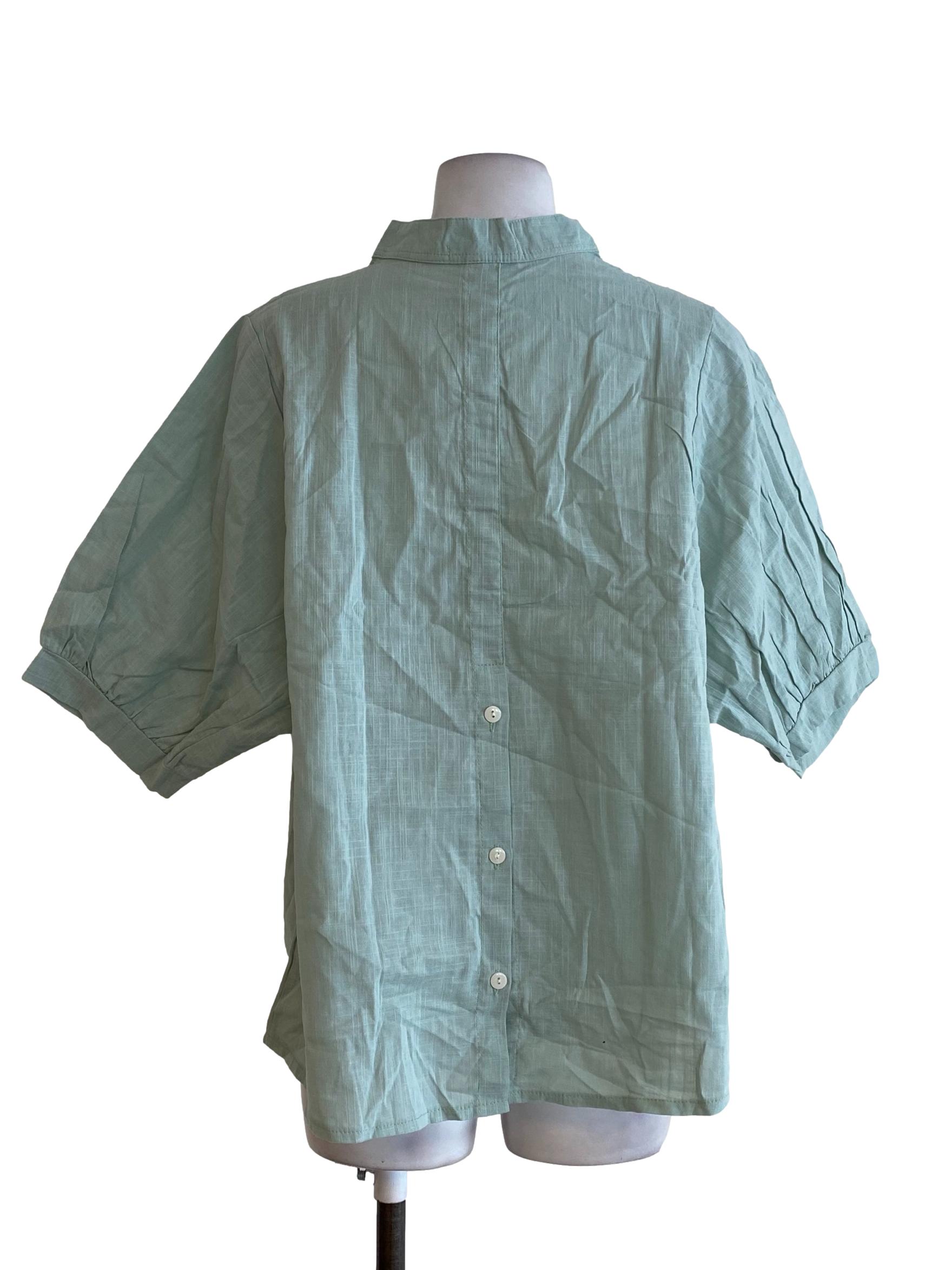 Green Linen Blouse