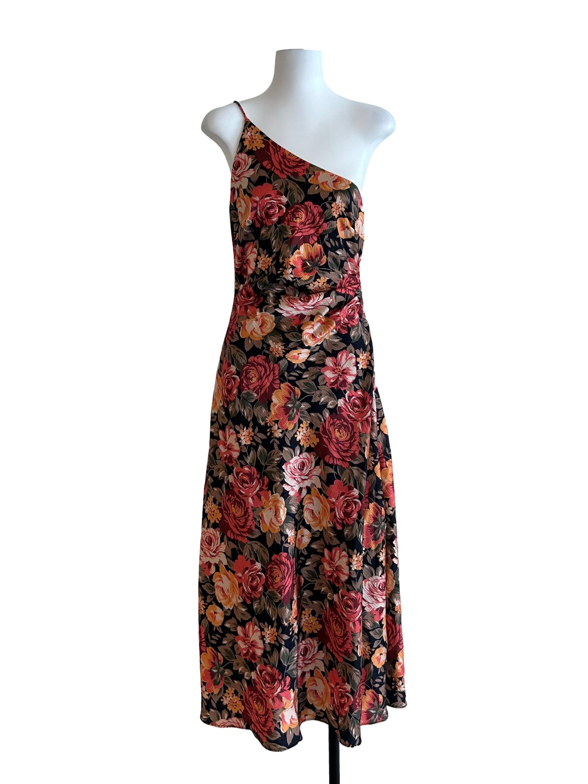 Orange And Black Floral Dress