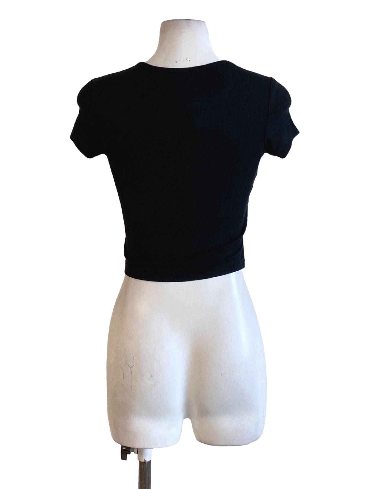 True Black Round Neck Short Sleeve Cropped T-Shirt TTR