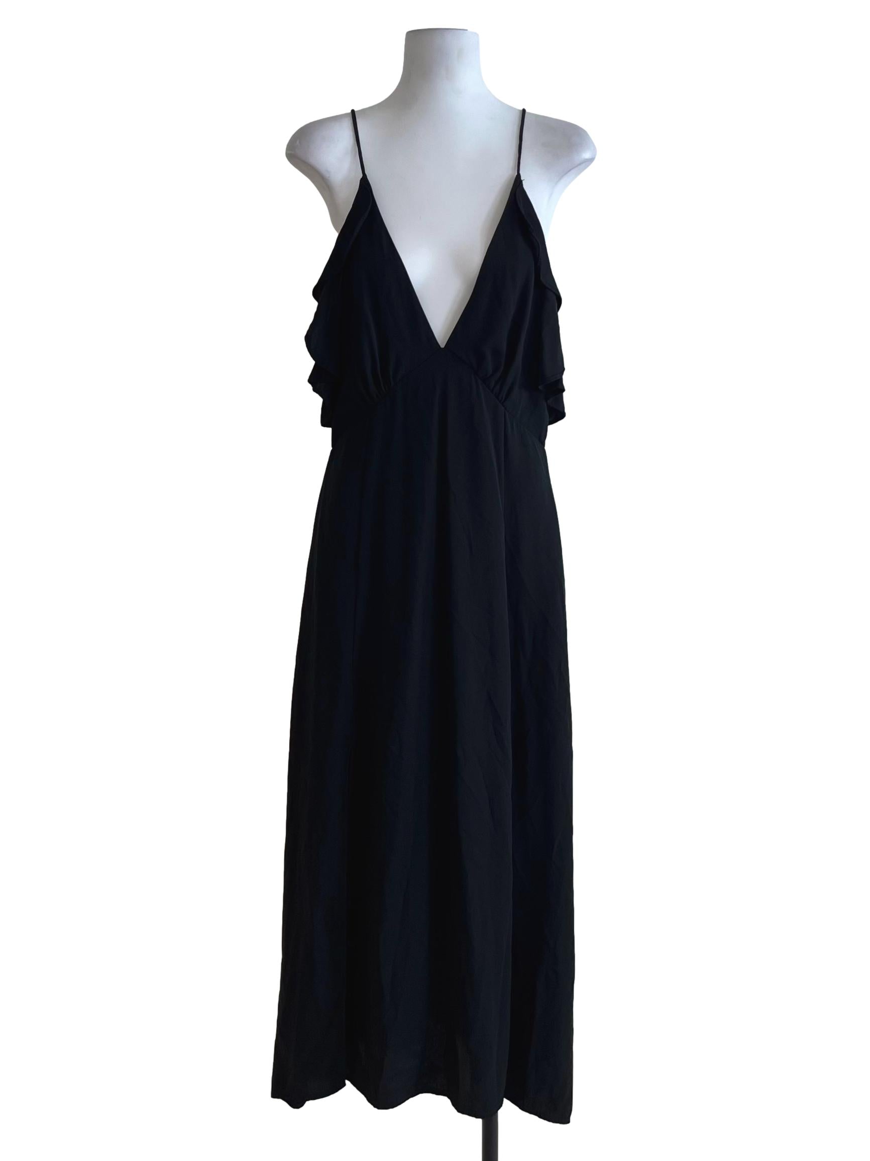 Black V-Neck Babydoll Dress