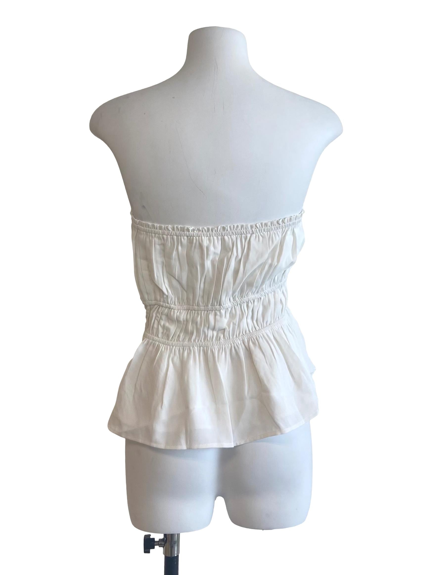 White Strapless Pegged Waist Blouse