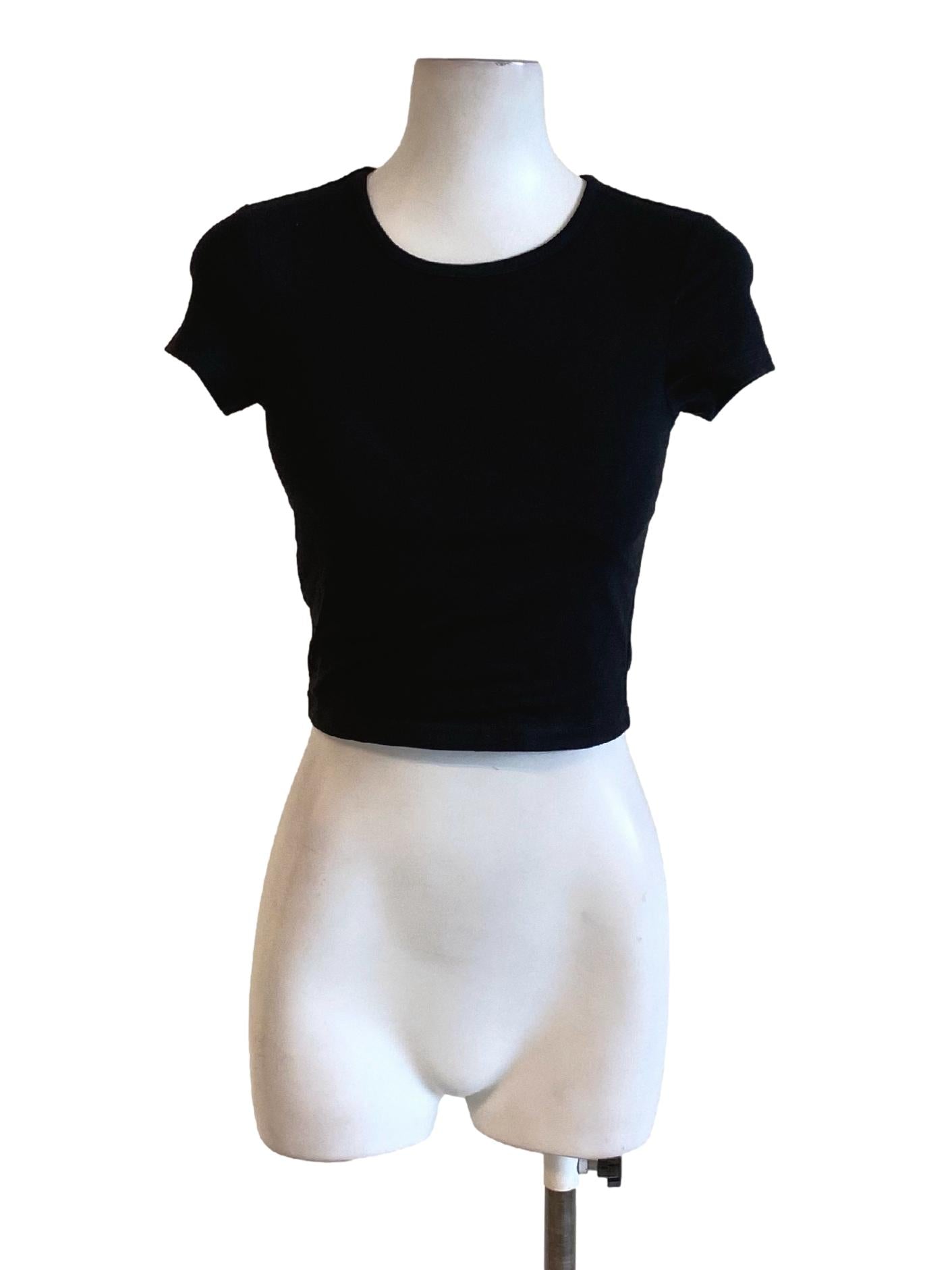 True Black Round Neck Short Sleeve Cropped T-Shirt TTR
