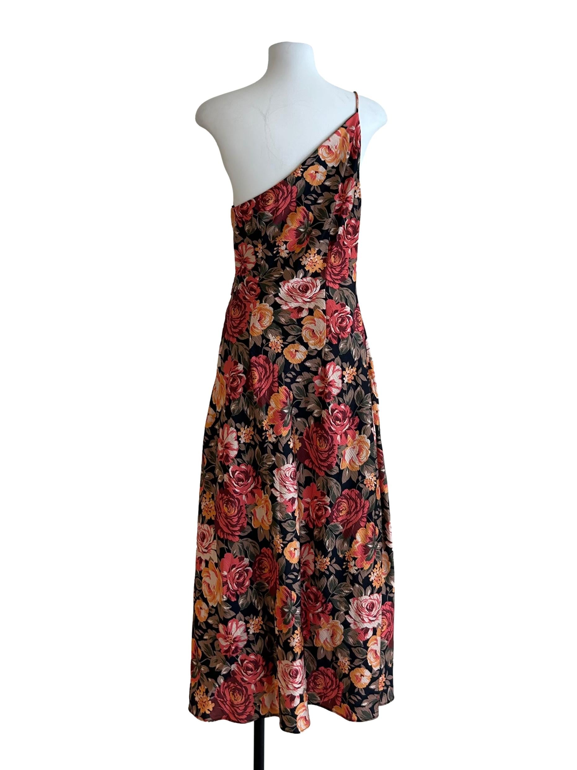Orange And Black Floral Dress