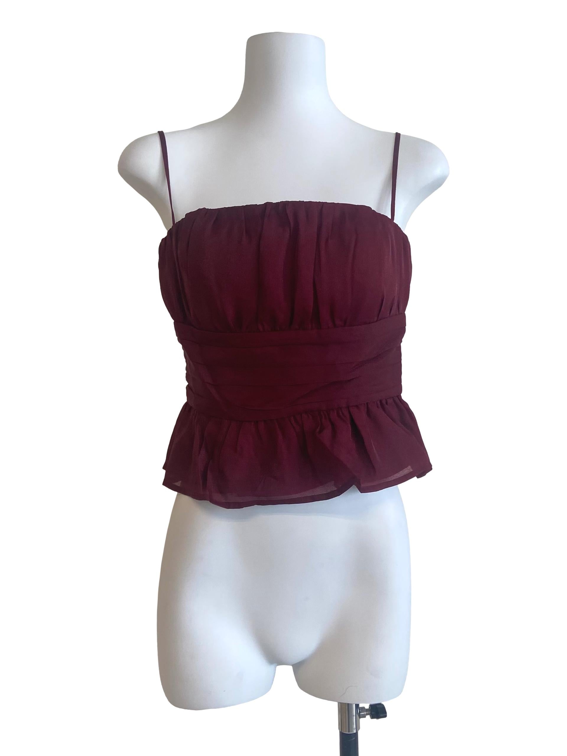 Crimson Red Spaghetti Straps Glitter Top