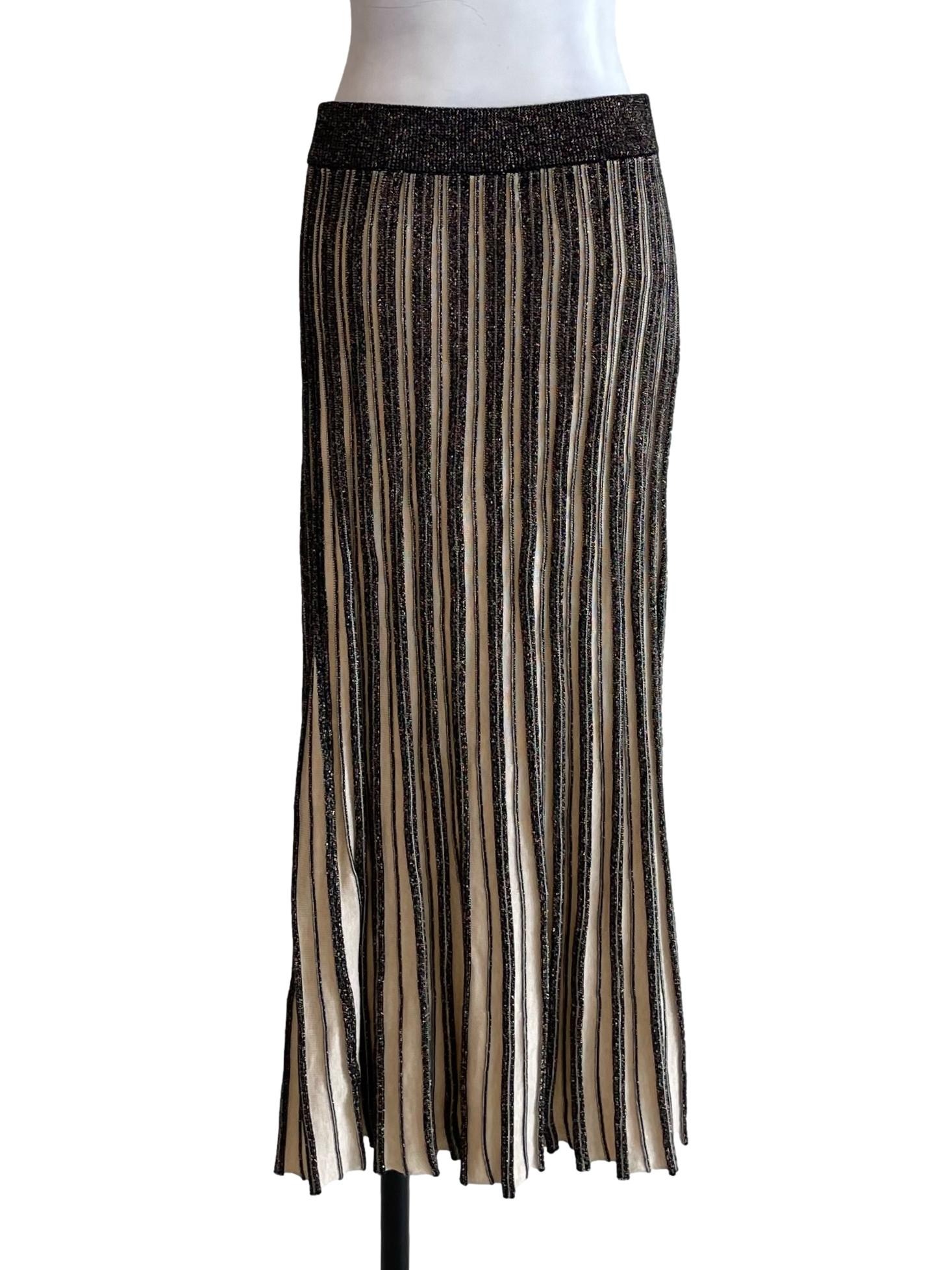 Black Shiny Knit Bias Skirt