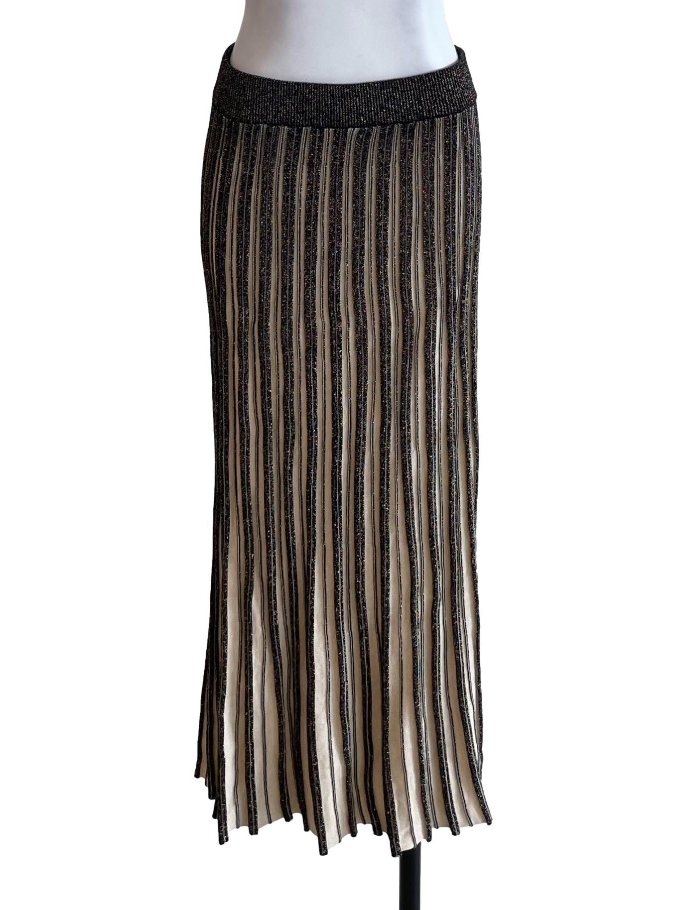 Black Shiny Knit Bias Skirt