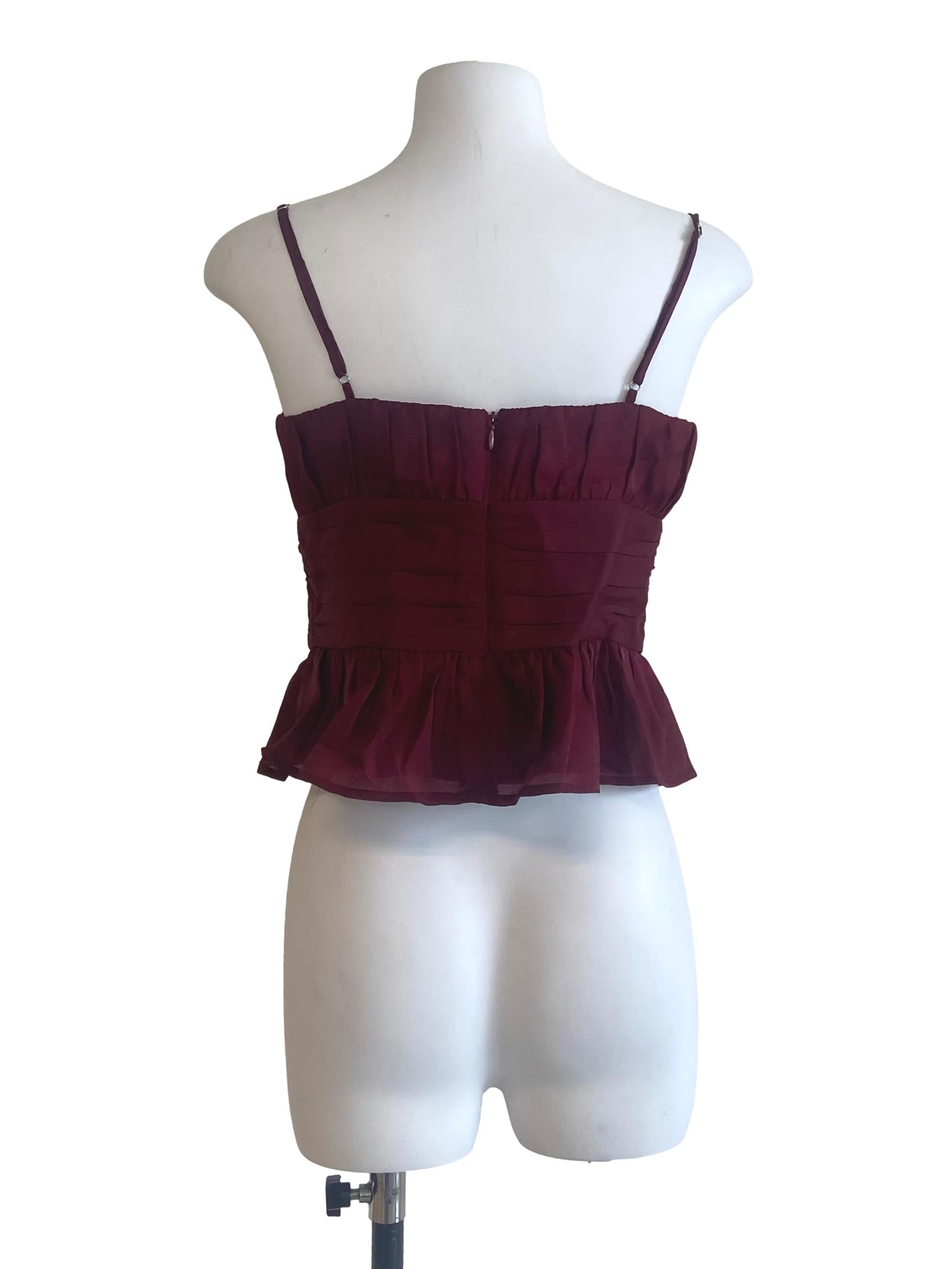 Crimson Red Spaghetti Straps Glitter Top