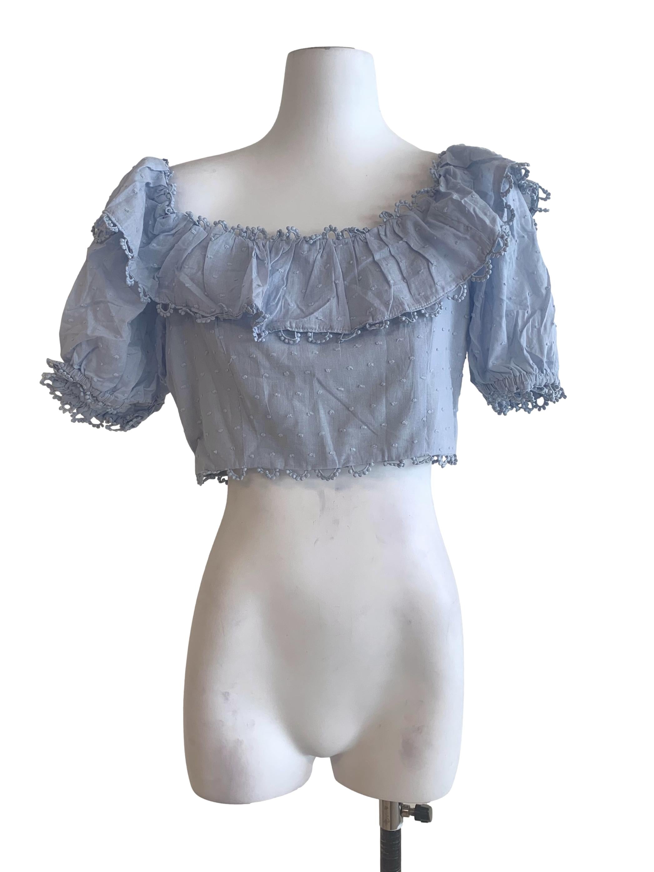Light Blue Bateau Neck Top