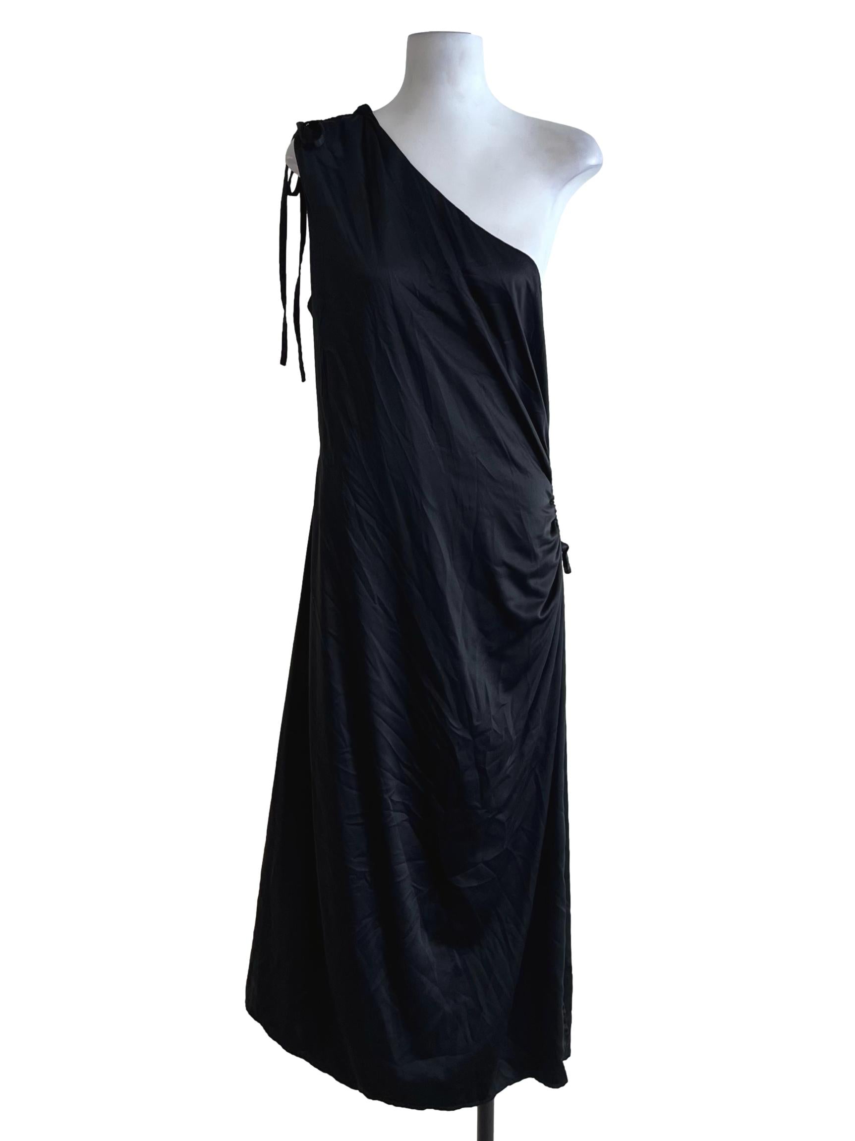 Black Asymmetrical Neckline Sheath Dress
