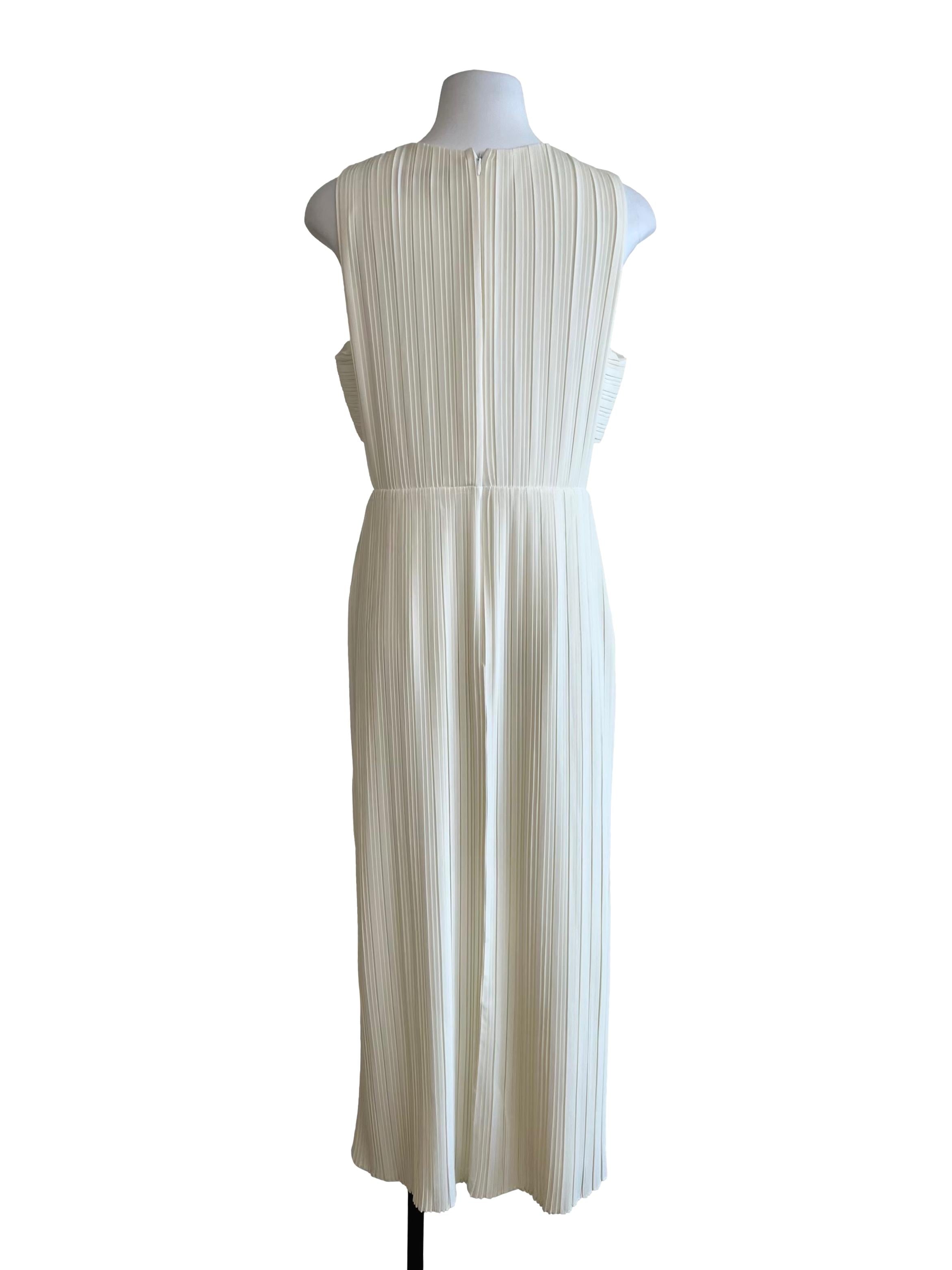 White Pleated Side Cut Out Dress