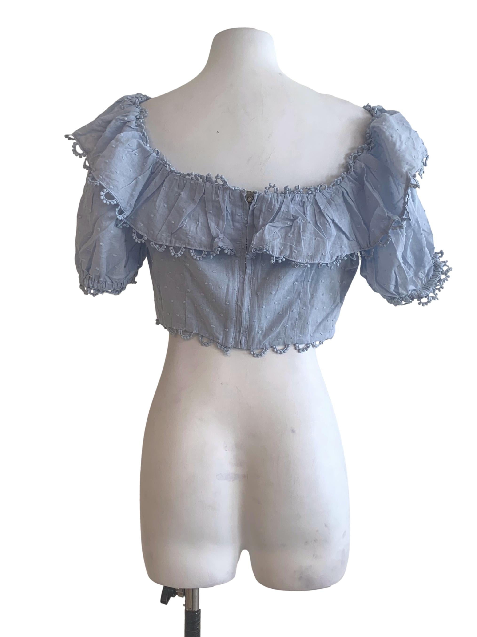 Light Blue Bateau Neck Top