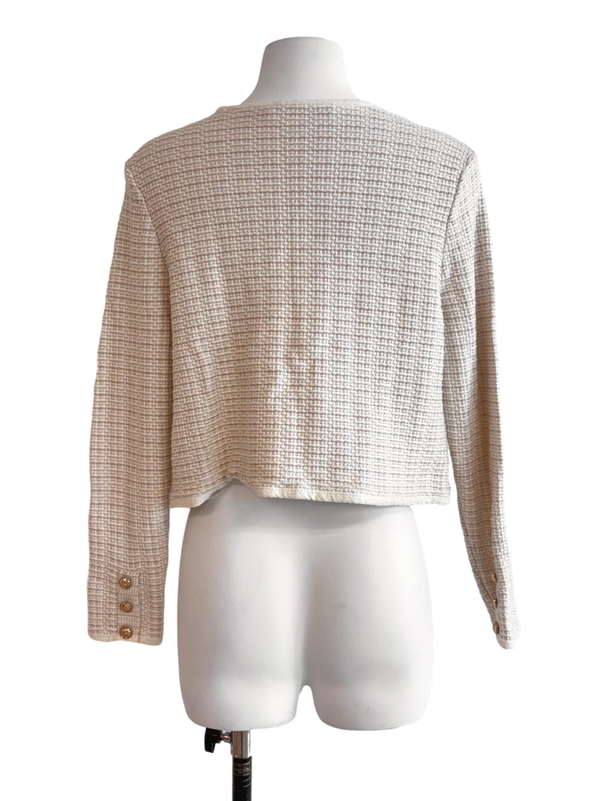 Cream White Tweed Pattern Blazer LB