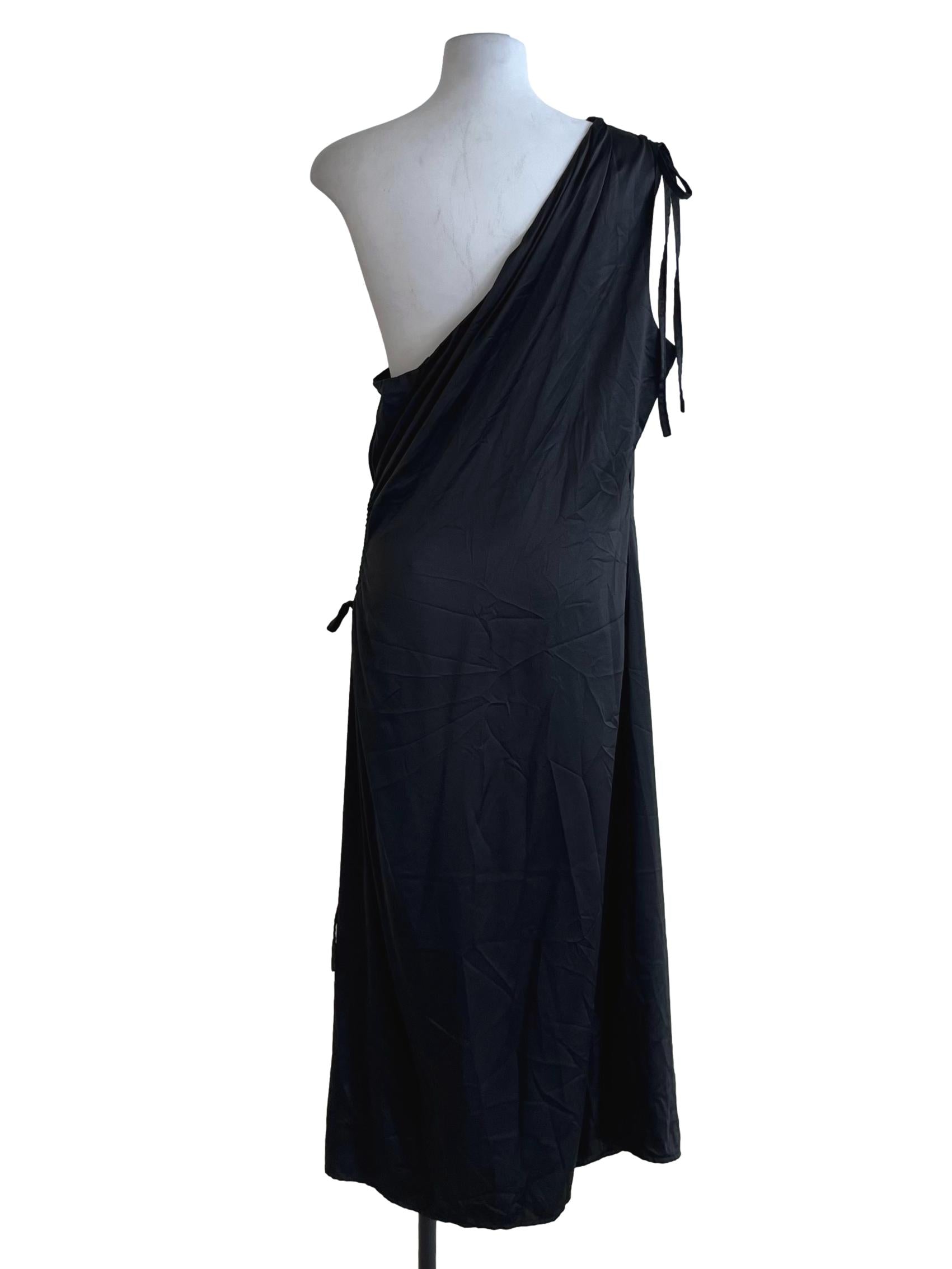 Black Asymmetrical Neckline Sheath Dress