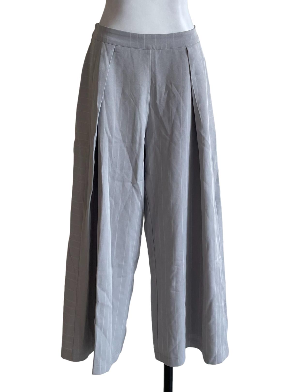 Grey Striped Wide Leg Pants