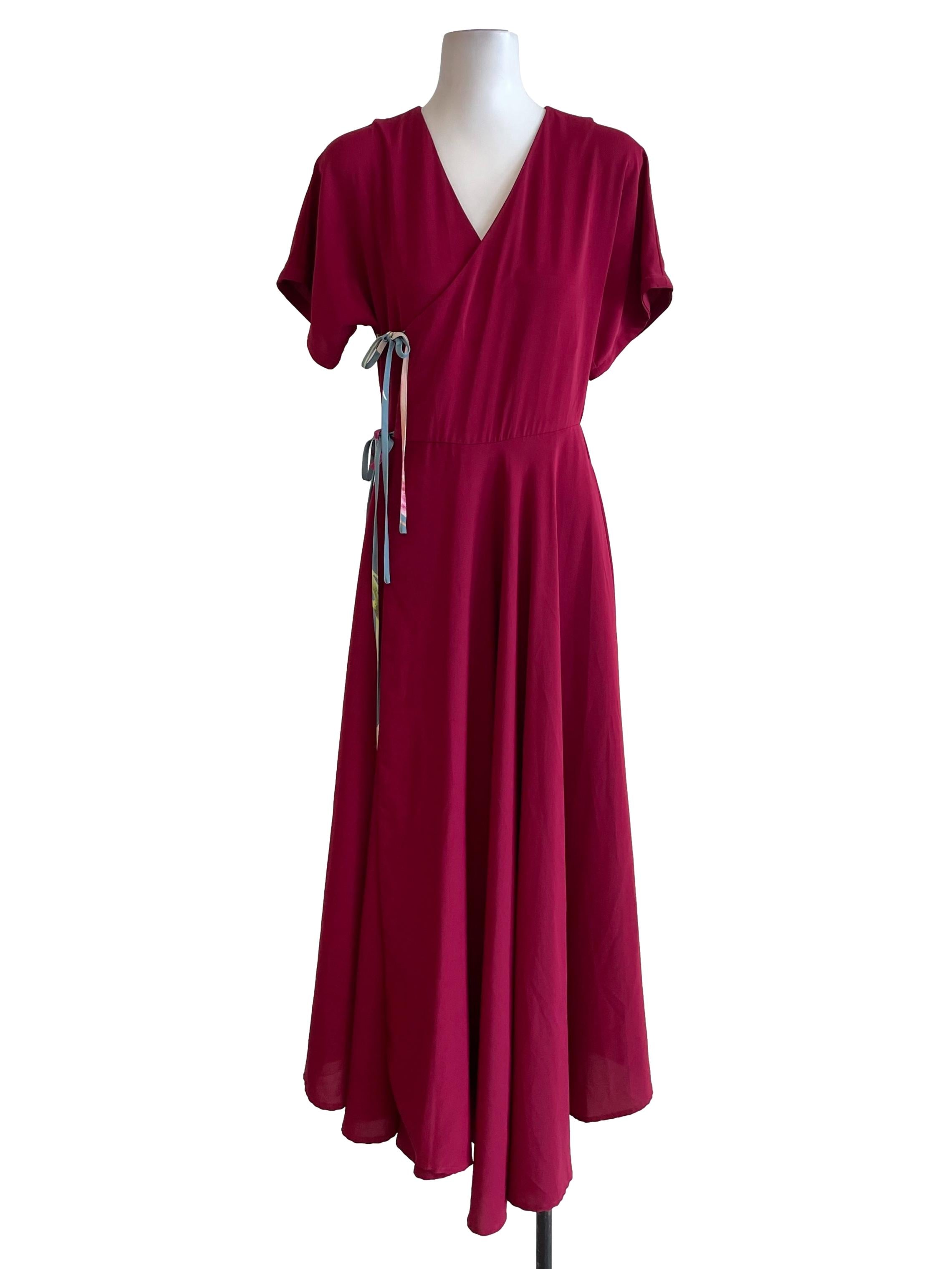 Berry Long Wrap Dress