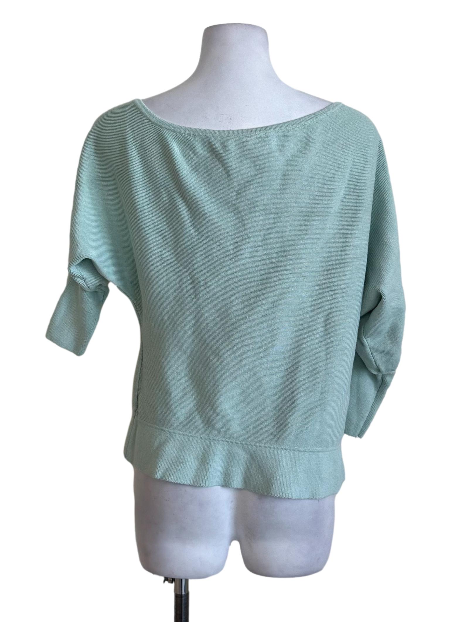 Mint Green Knit Asymmetric Sleeve Top LB