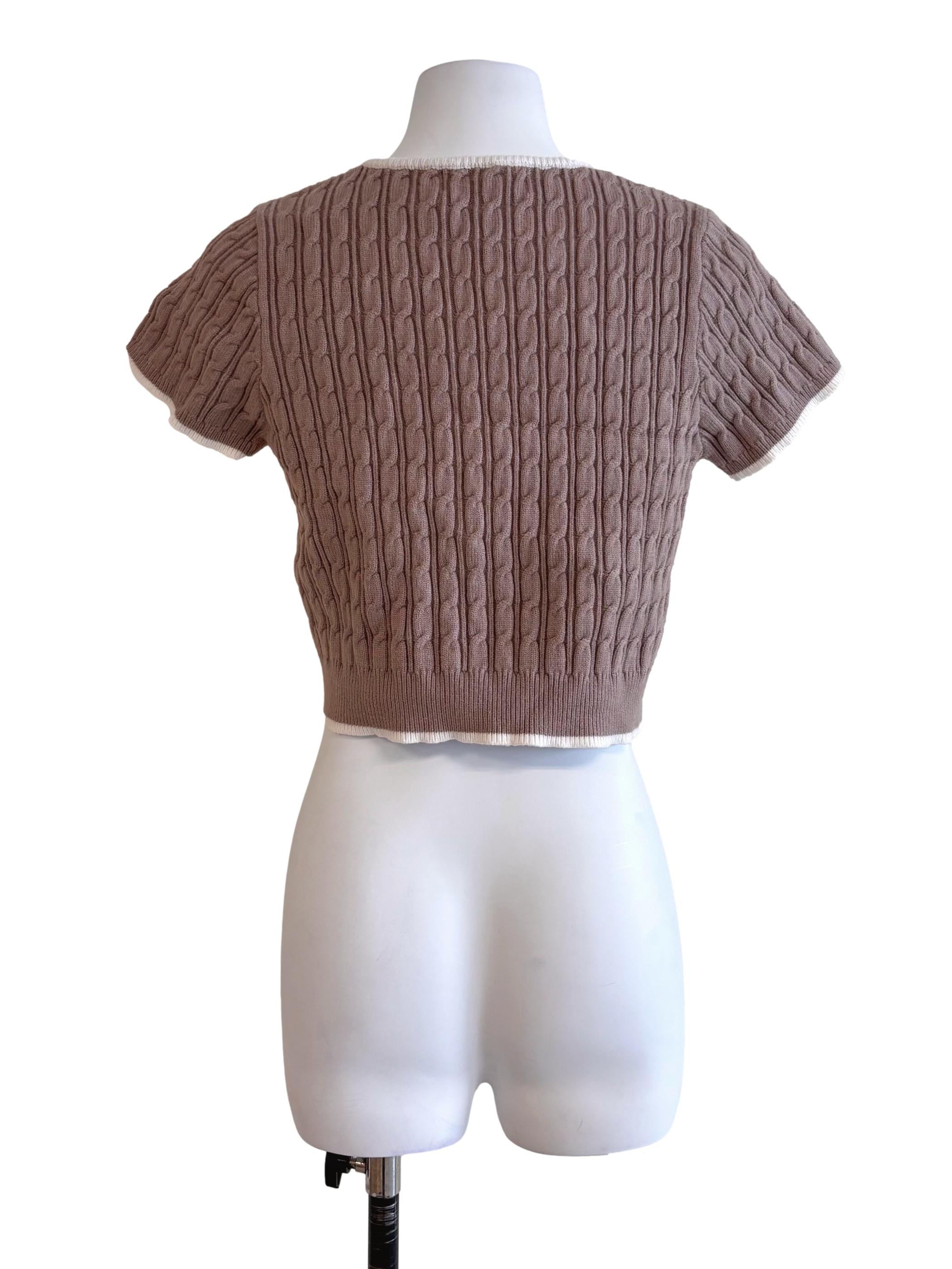 Mauve Brown Cropped Knit Top