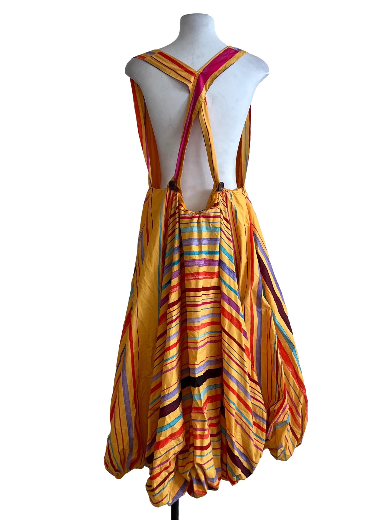 Fire Yellow Awning Stripe A-Line Dress
