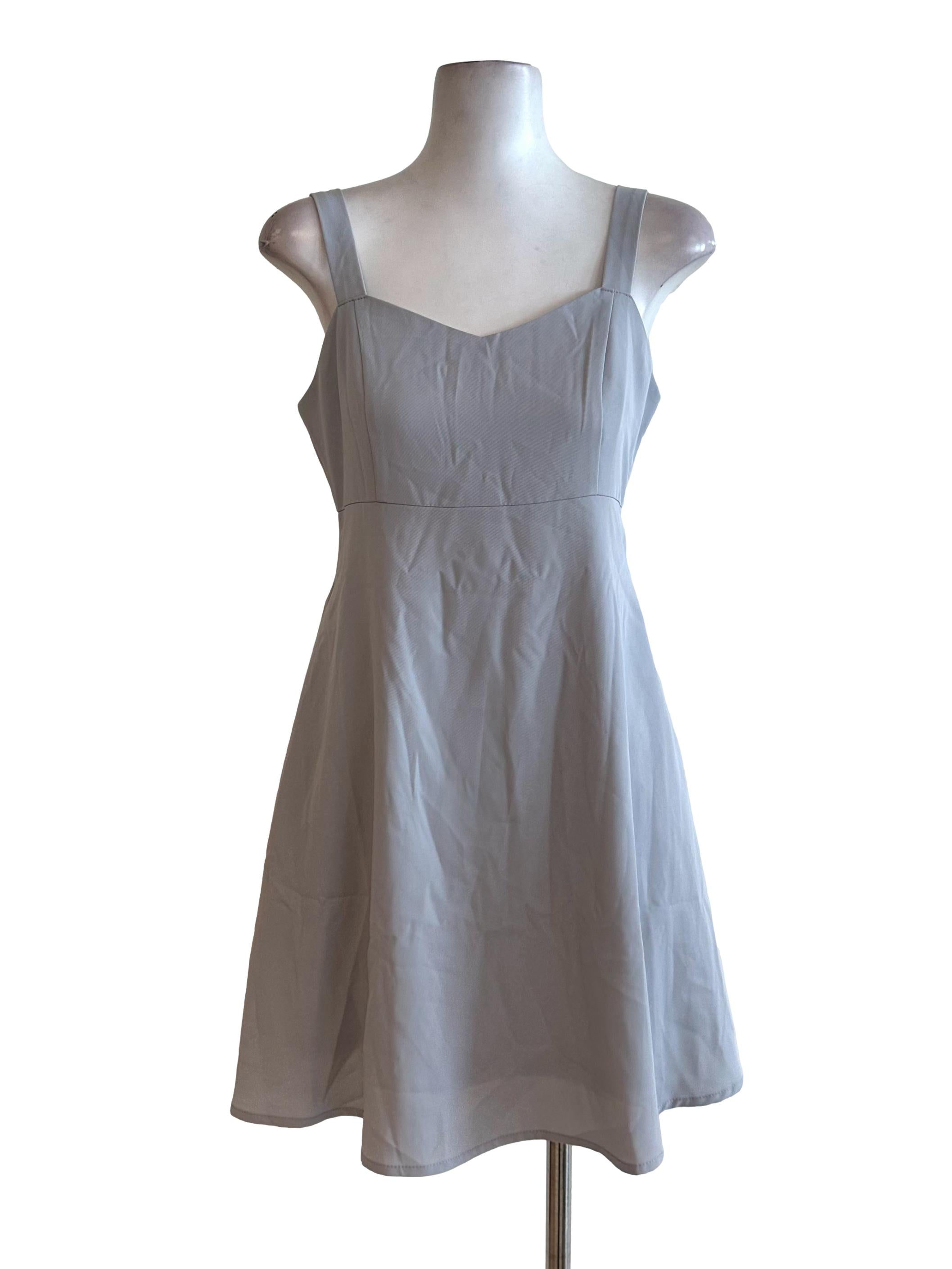 Silver Grey Sleeveless A Line Dress
