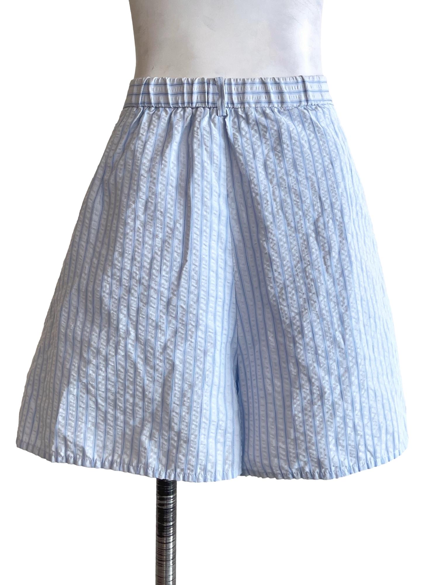 Sky Blue Stripe Boyfriend Shorts