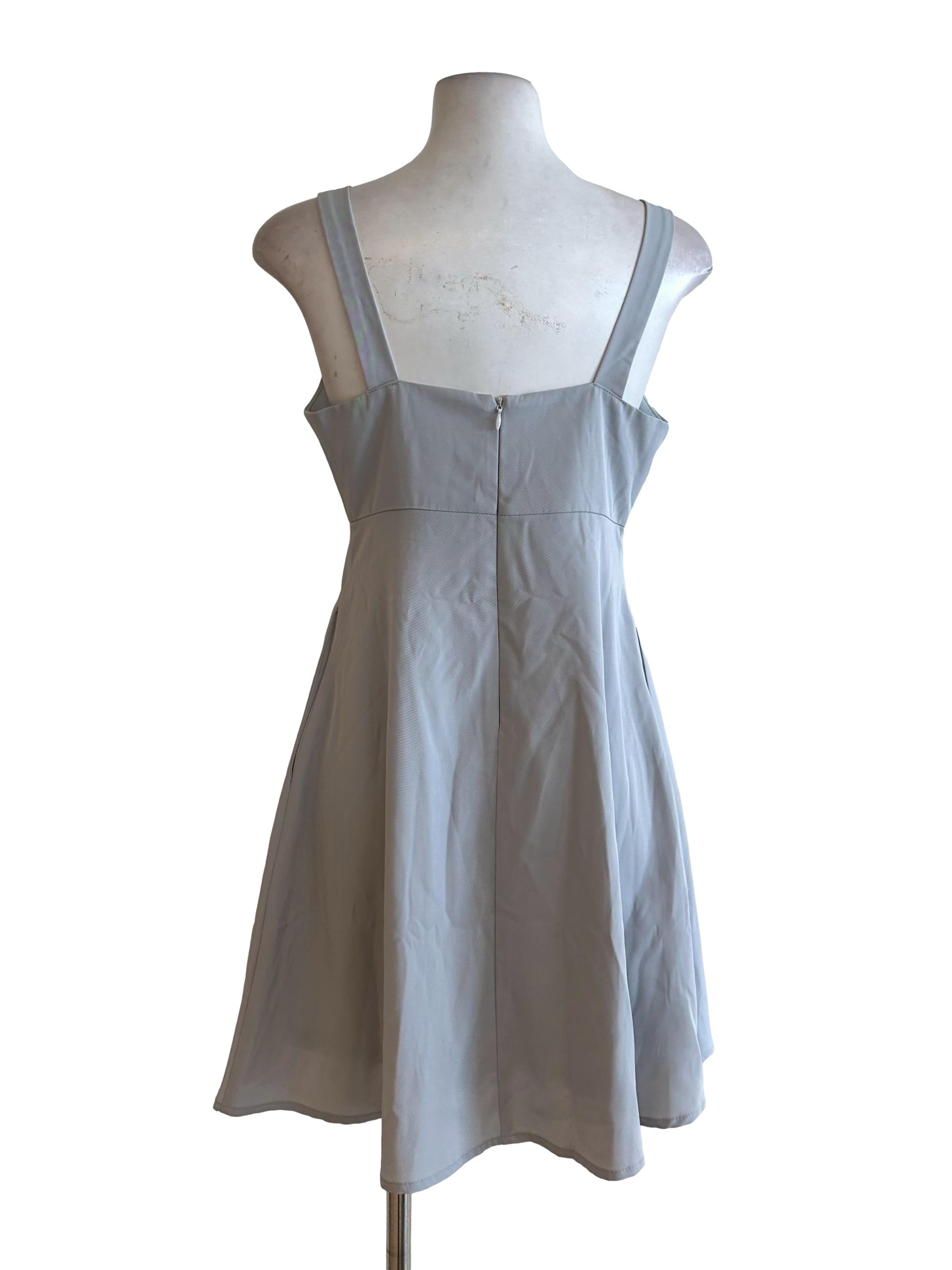 Silver Grey Sleeveless A Line Dress