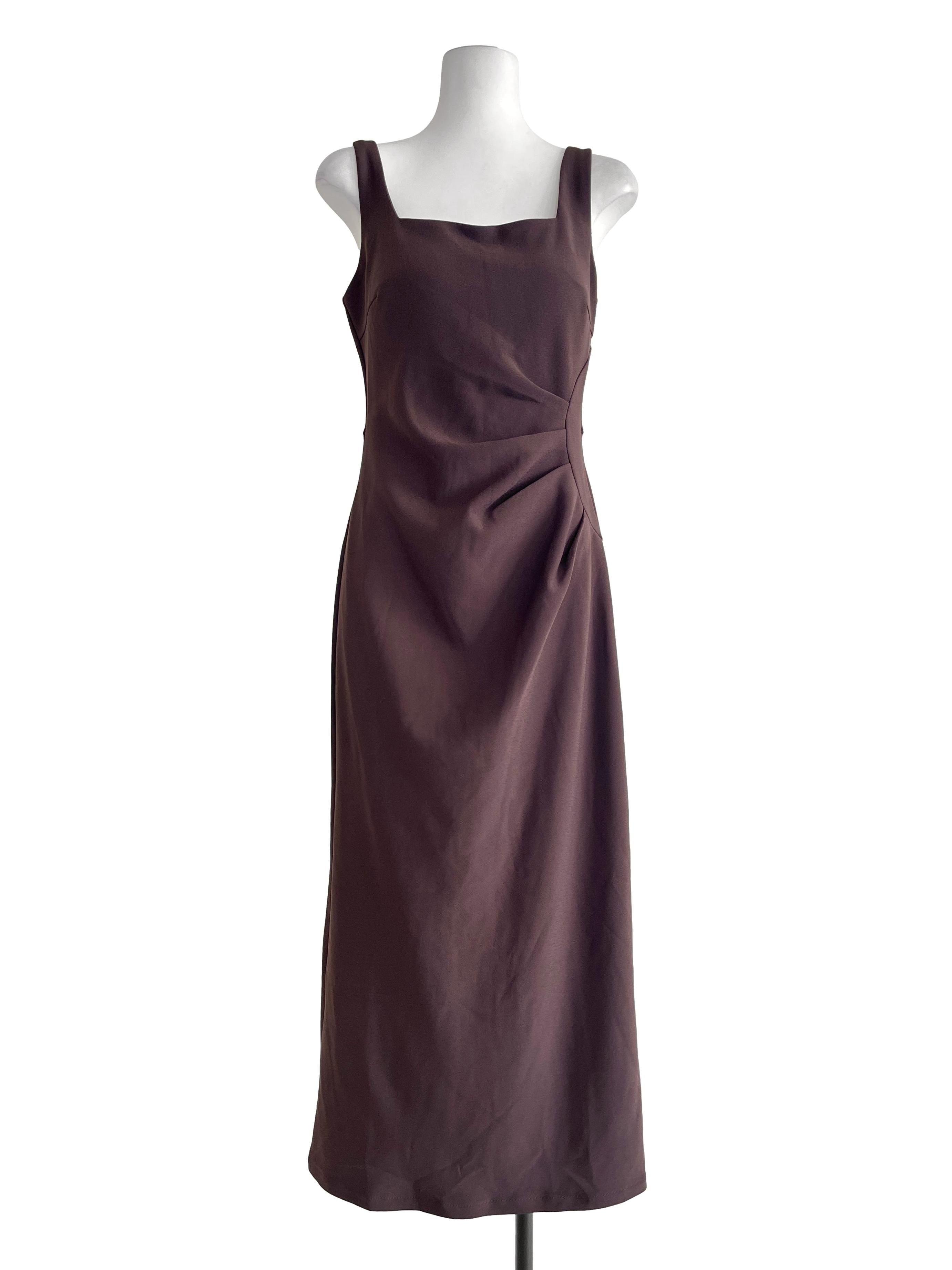 Mocha Brown Square Slip Dress