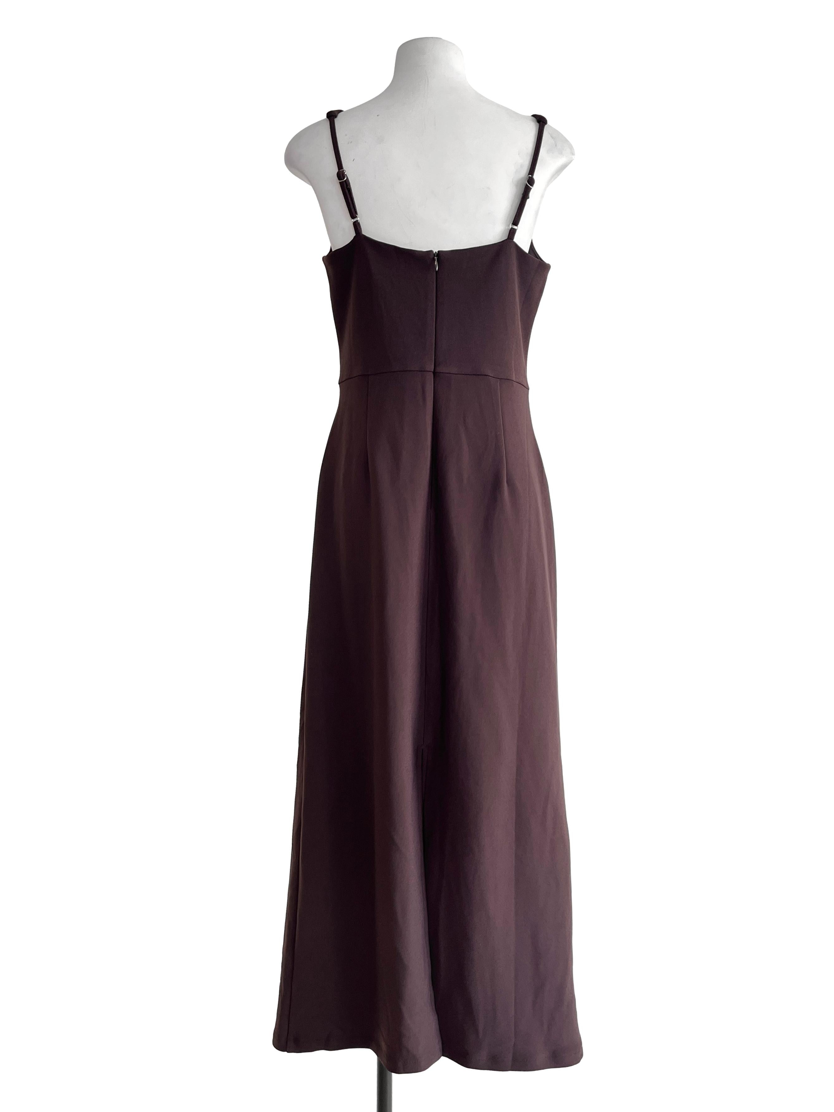 Mocha Brown Square Slip Dress