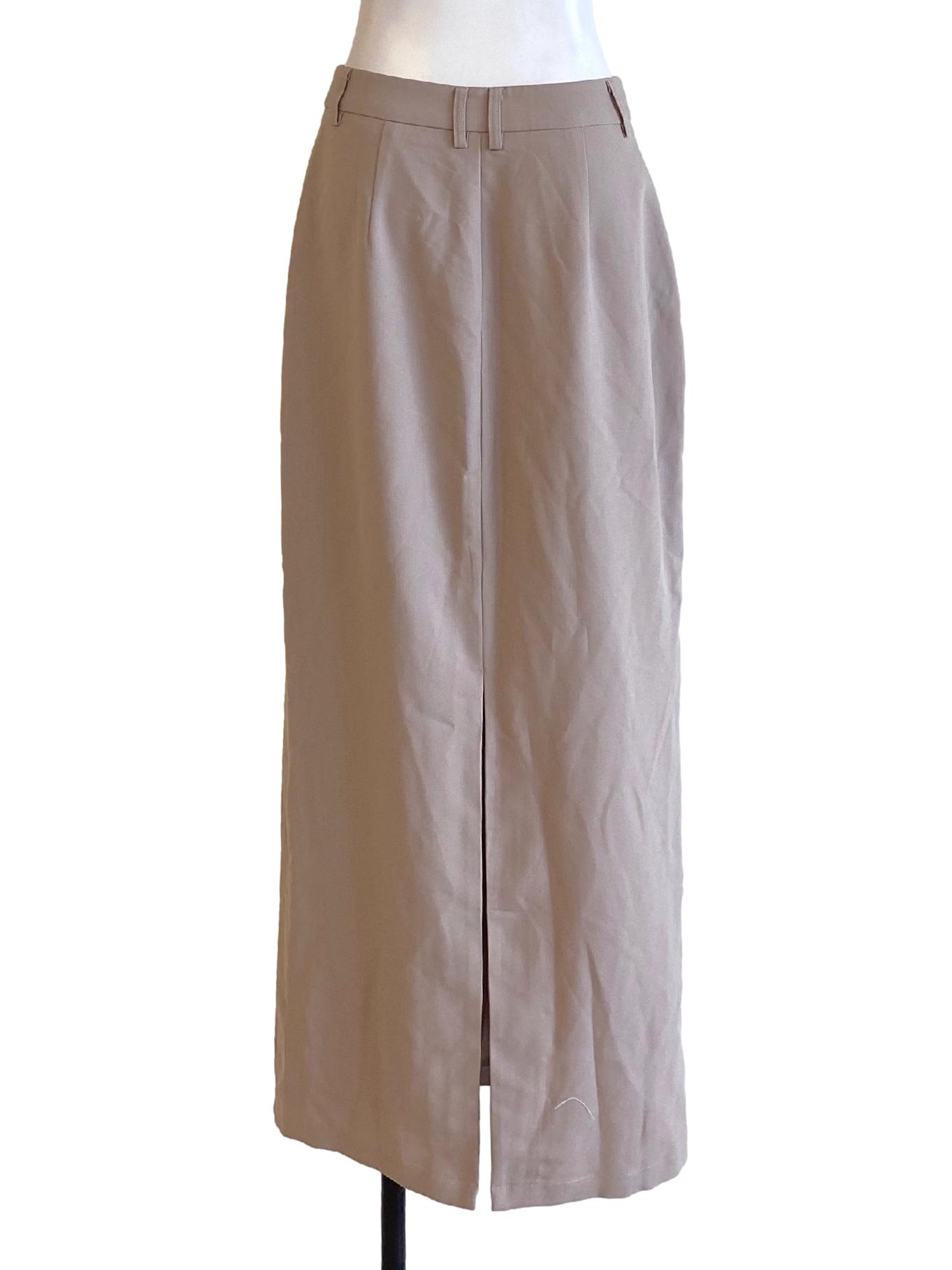 Oat Brown Formal Tailored Slit Skirt