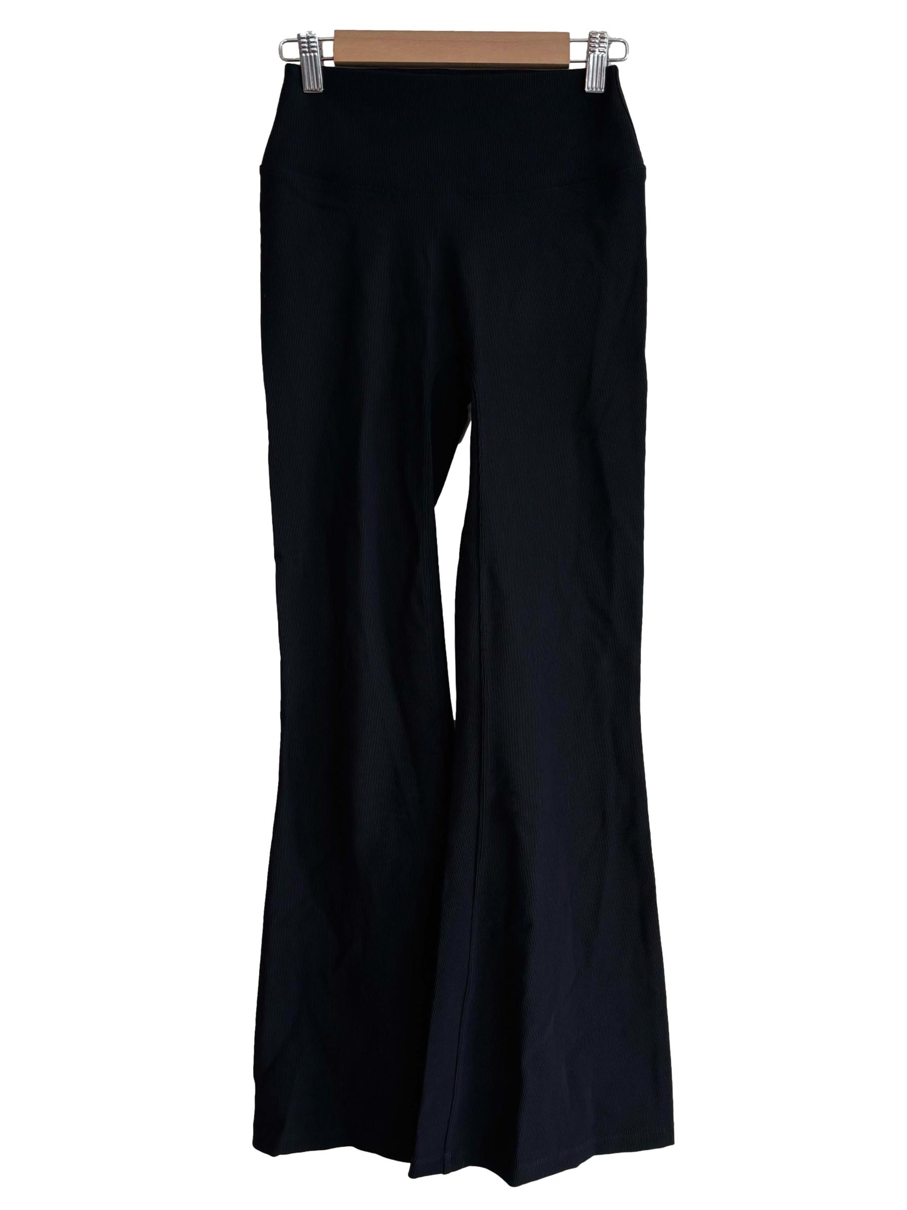 Jade Black Ribbed Yoga Pants
