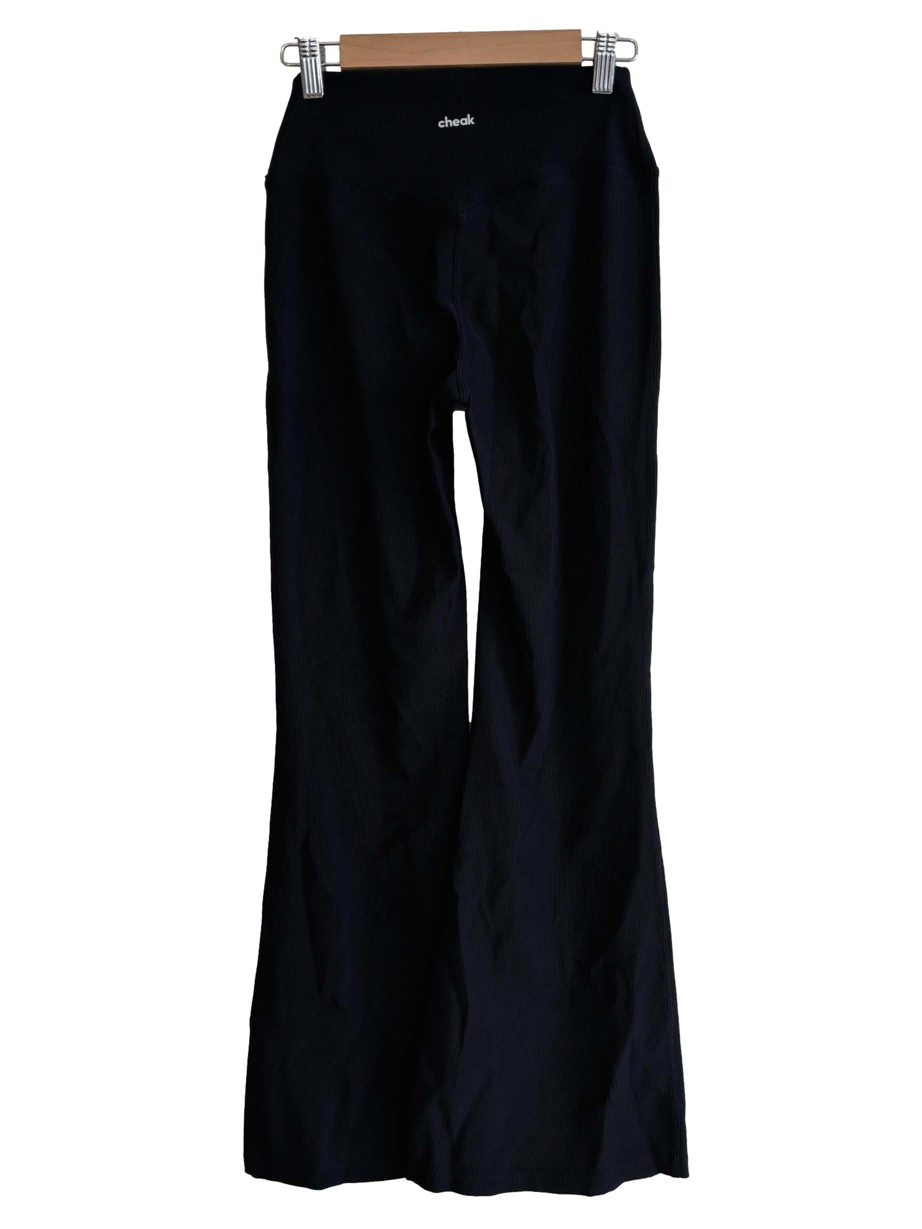 Jade Black Ribbed Yoga Pants