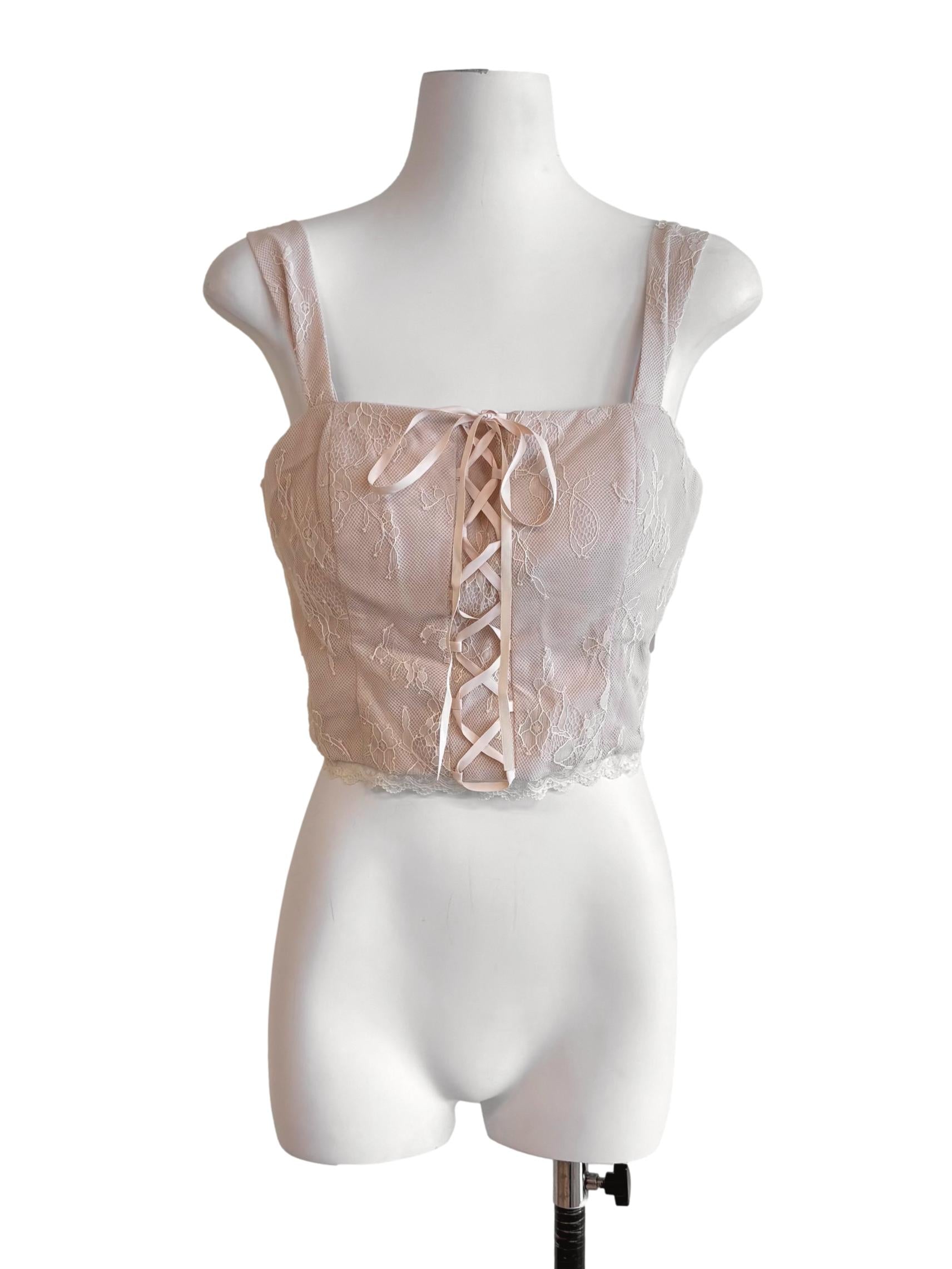 Nude Pink Corset Lace Top