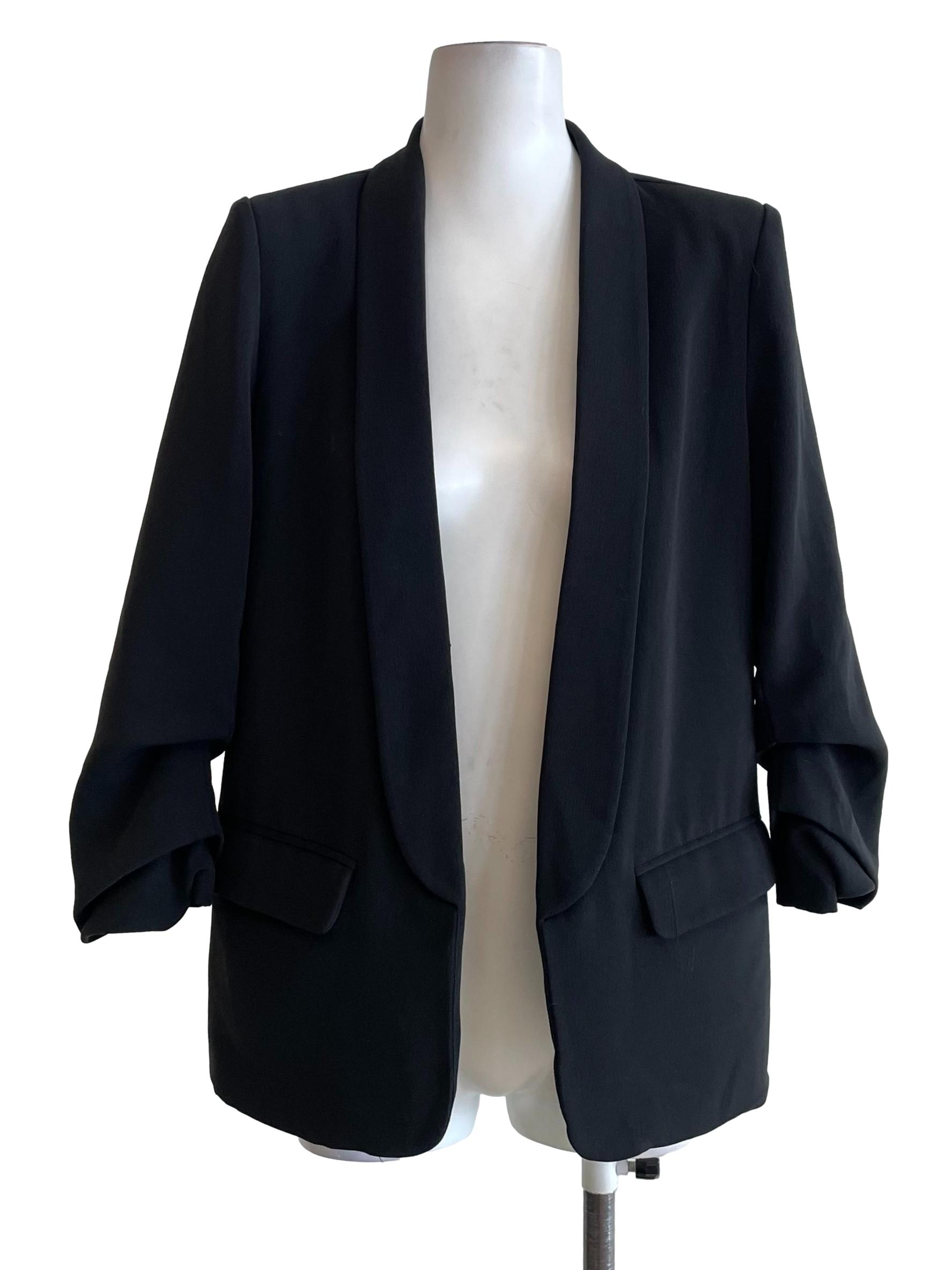 Black Scrunch Sleeves Blazer