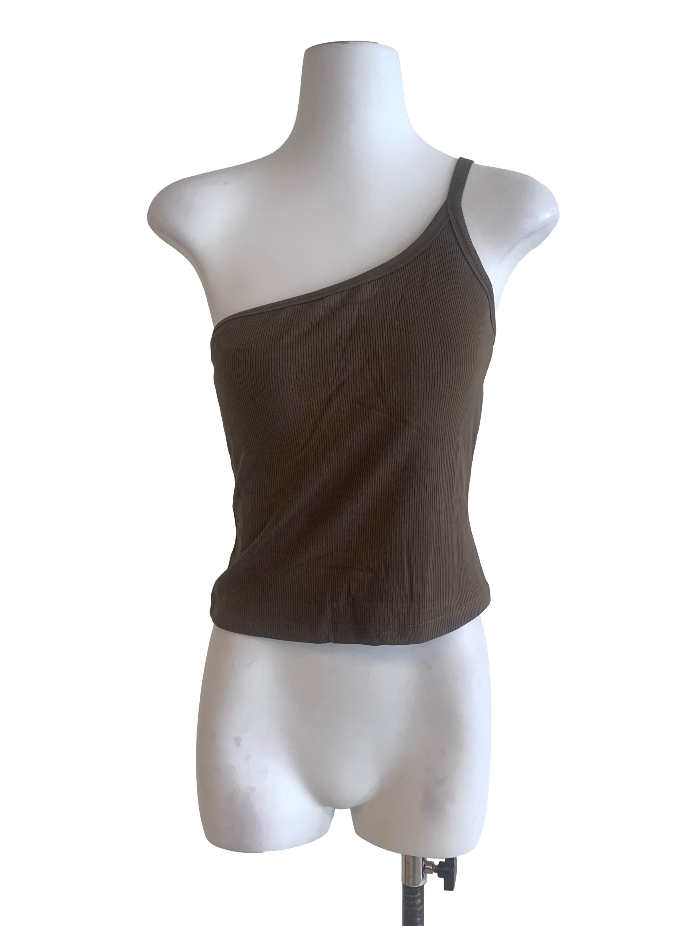 Pickle Green Asymmetric Neck Top