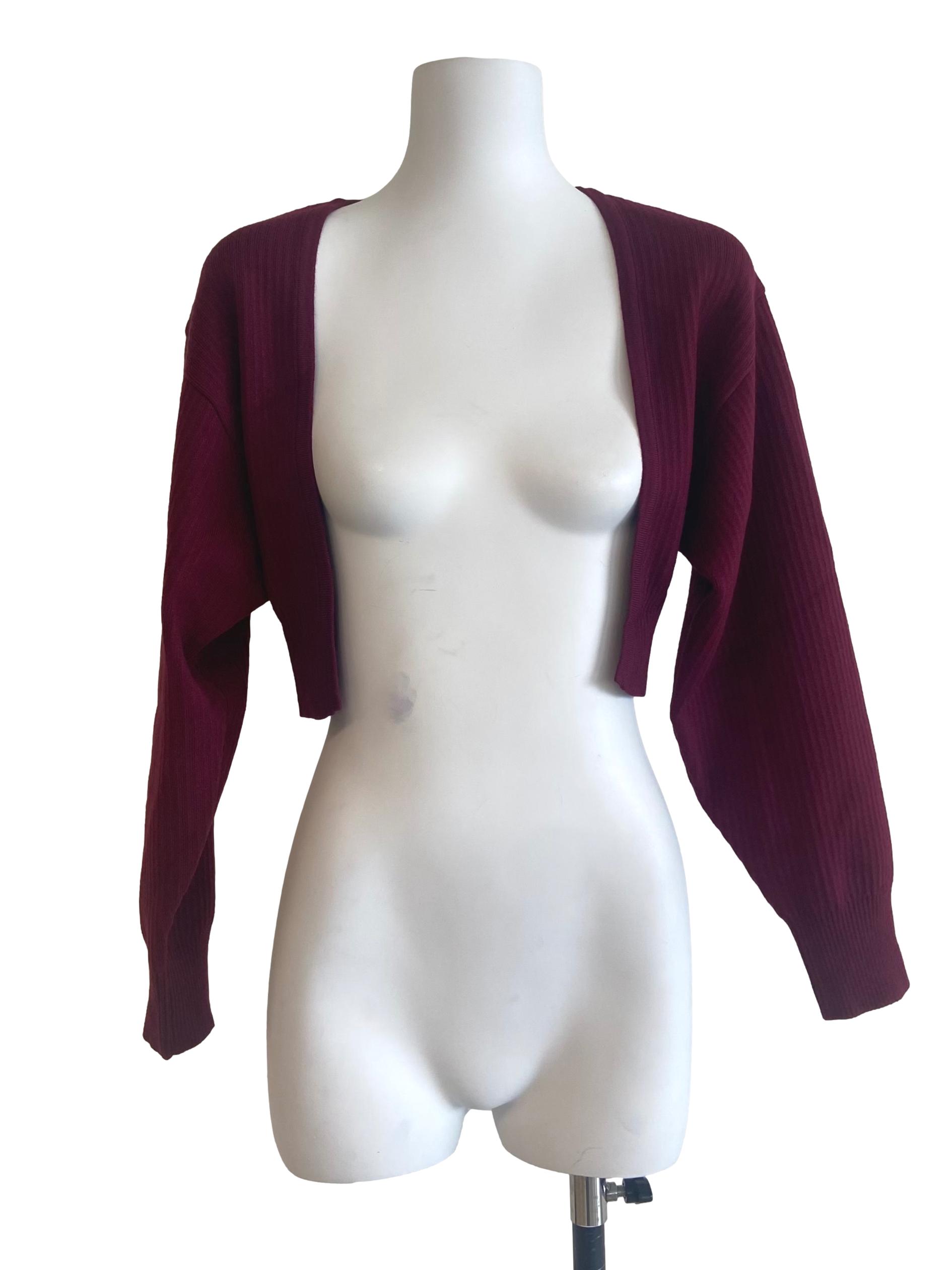 Magenta Purple Pencil Stripe Crop Cardigan