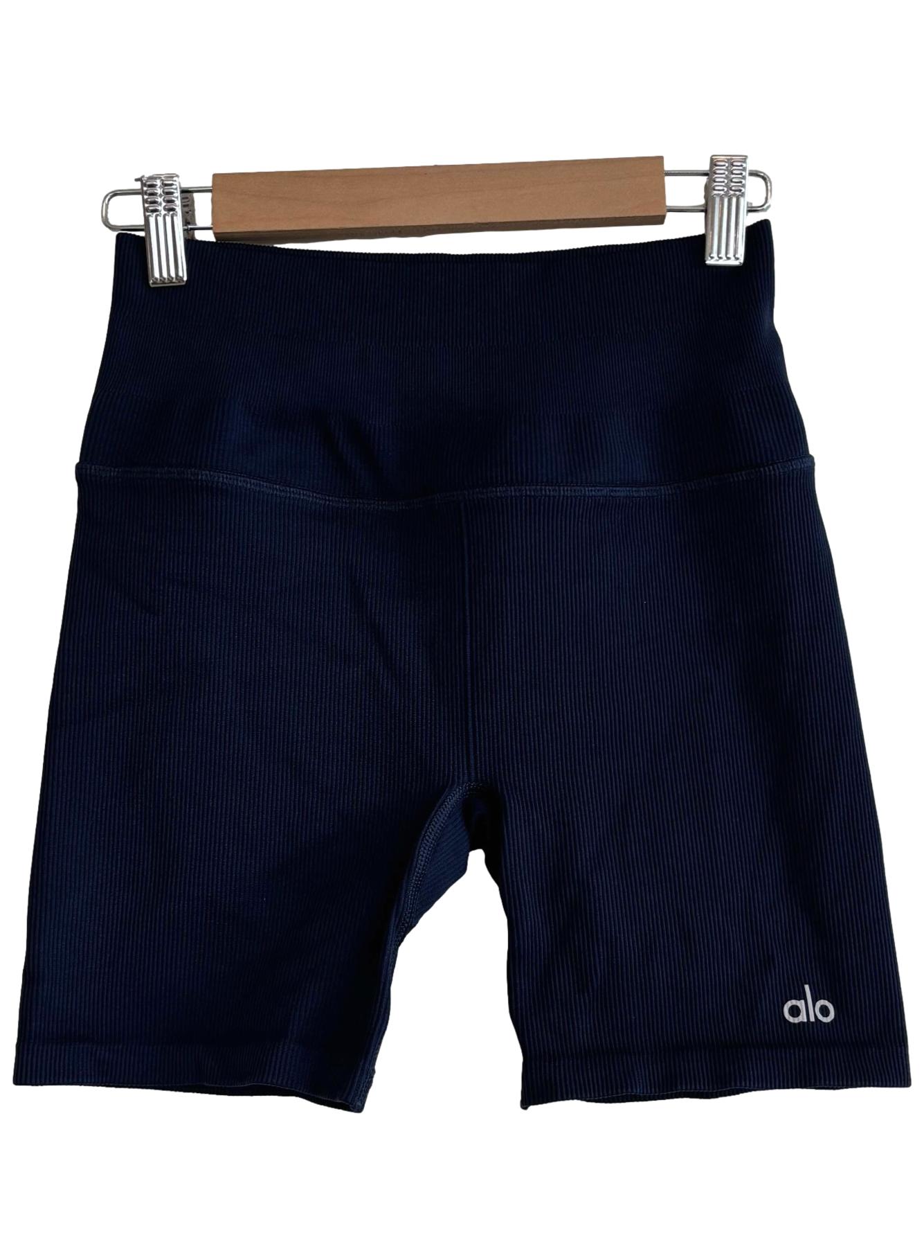 Navy Blue Ribbed Biker Shorts