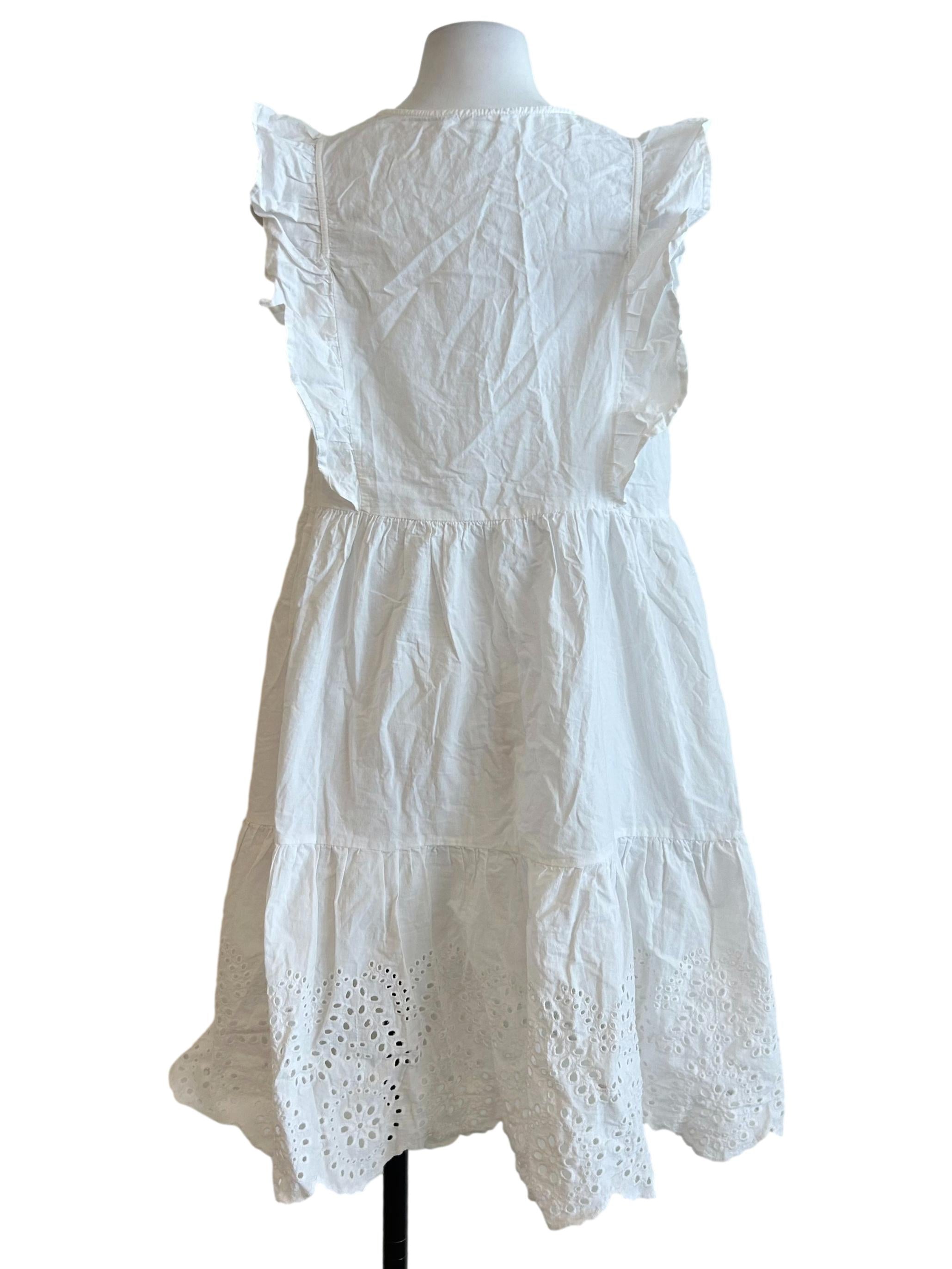 White Eyelet Ruffle Mini Dress