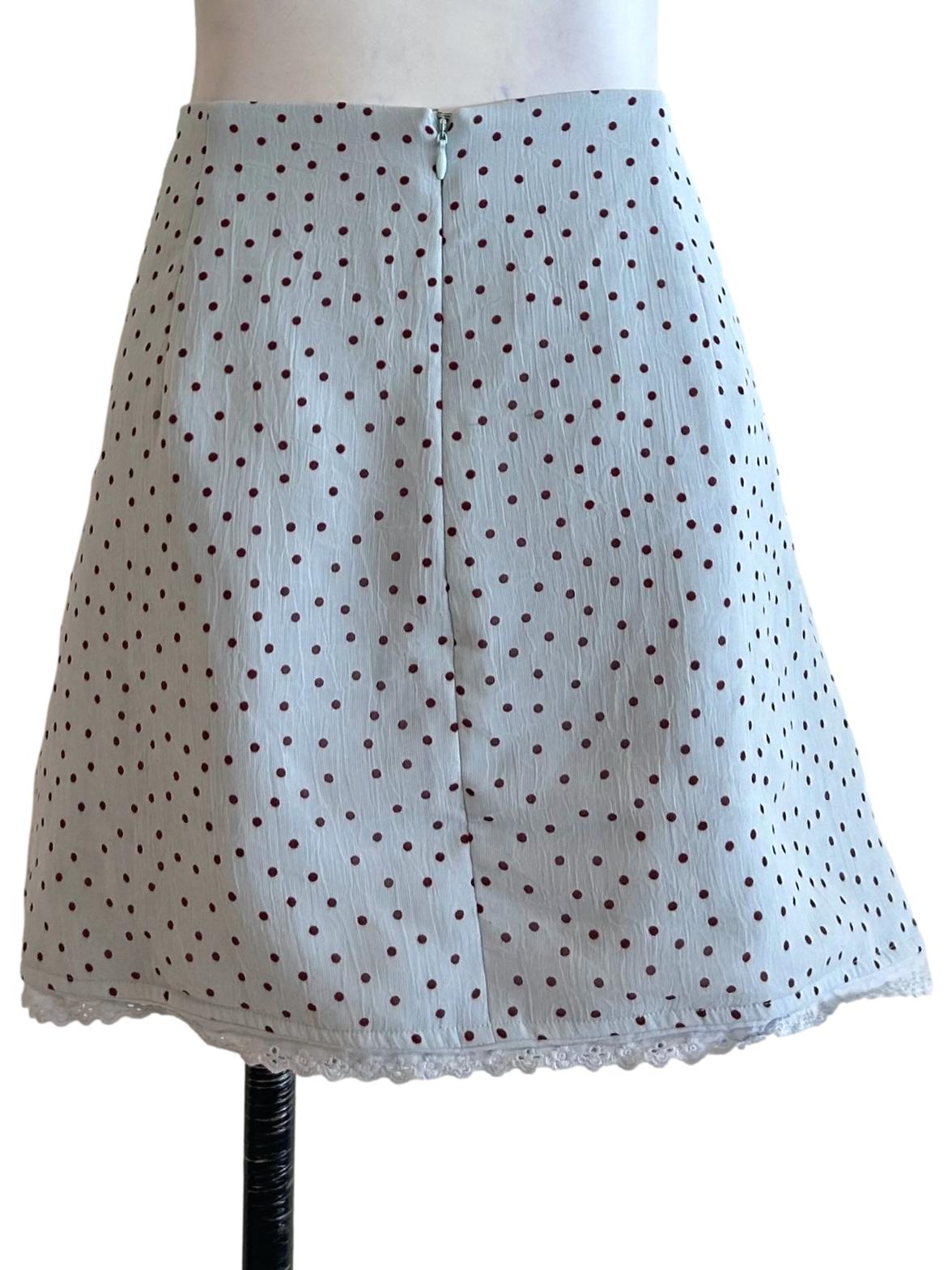 Ice Blue Red Polka Dot Skirt