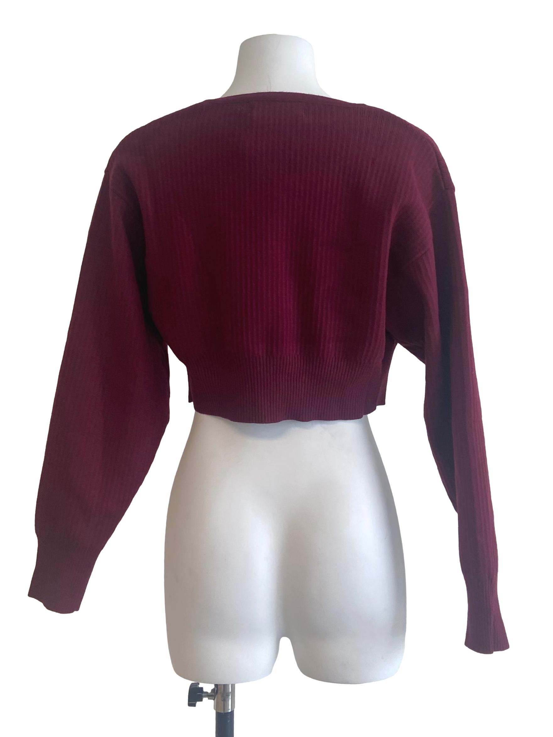 Magenta Purple Pencil Stripe Crop Cardigan