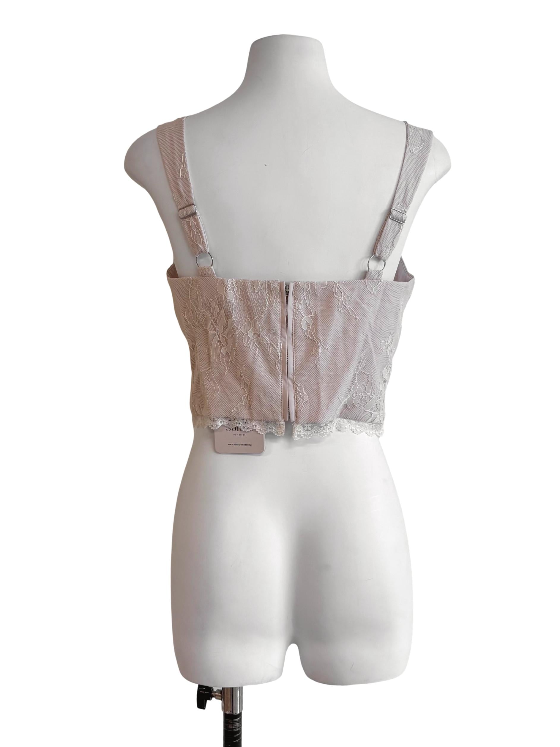 Nude Pink Corset Lace Top