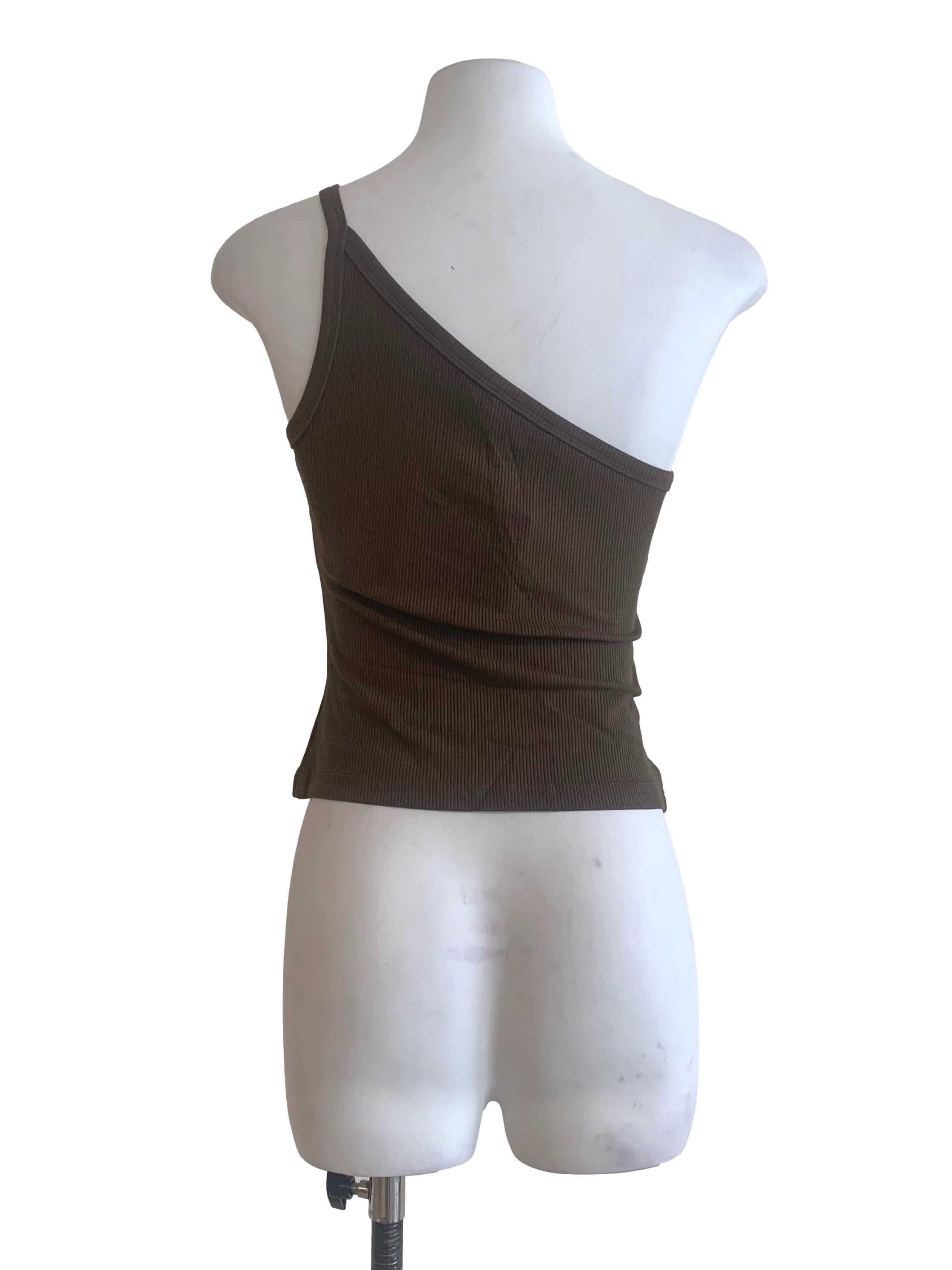 Pickle Green Asymmetric Neck Top