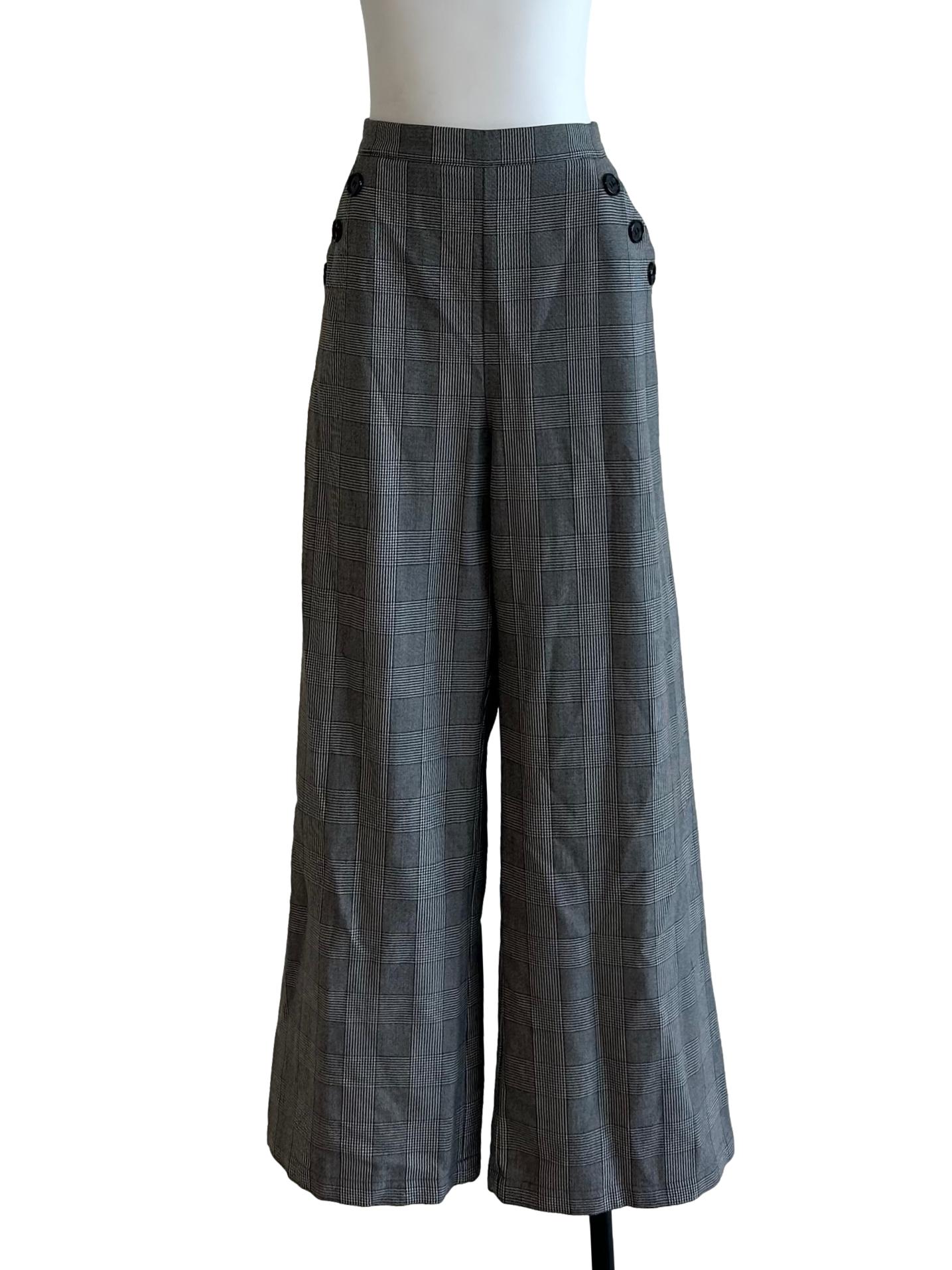 Black And White Checkered High Waist Pants