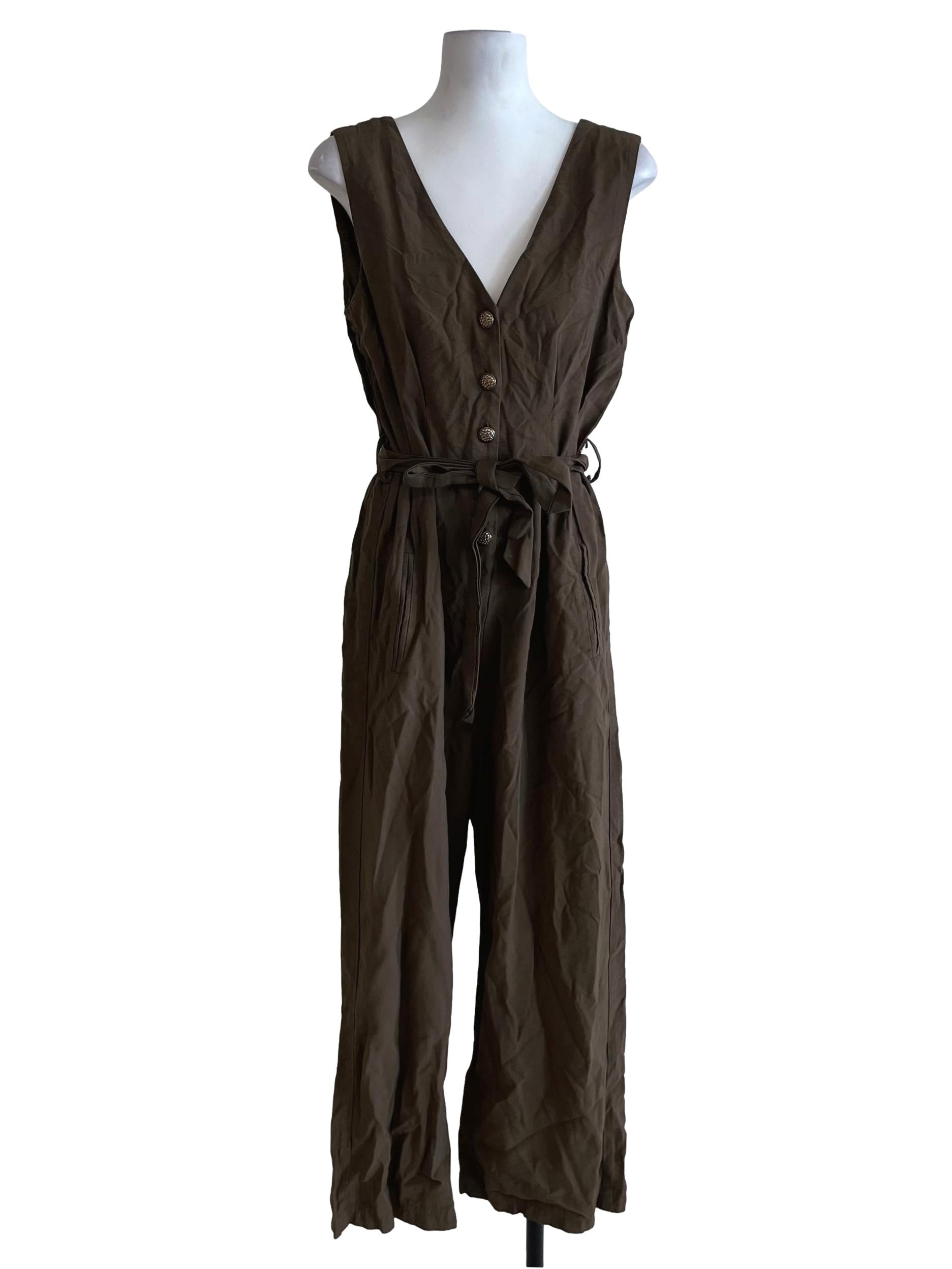Moss Green V-Neck Jumpsuit