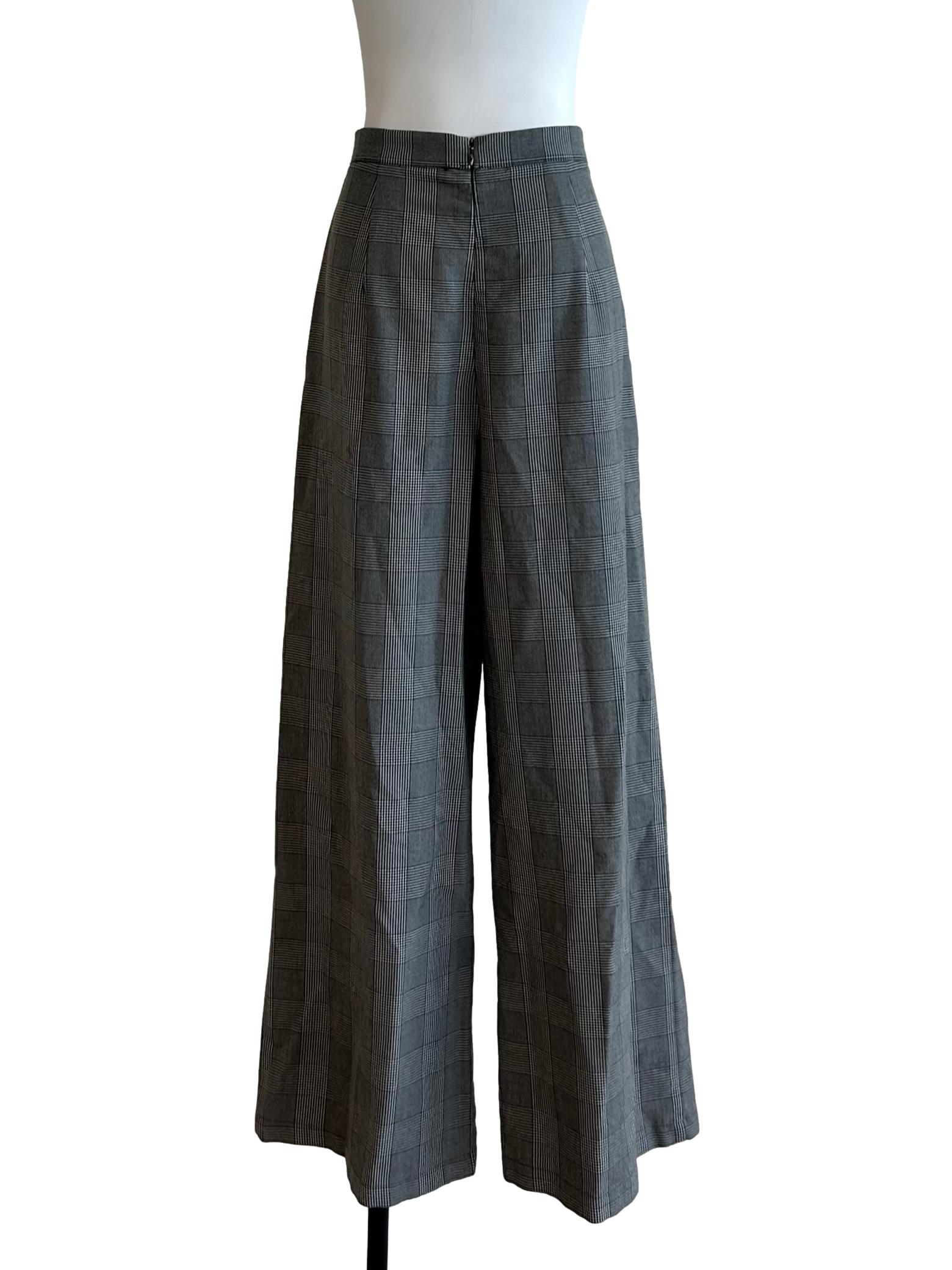 Black And White Checkered High Waist Pants