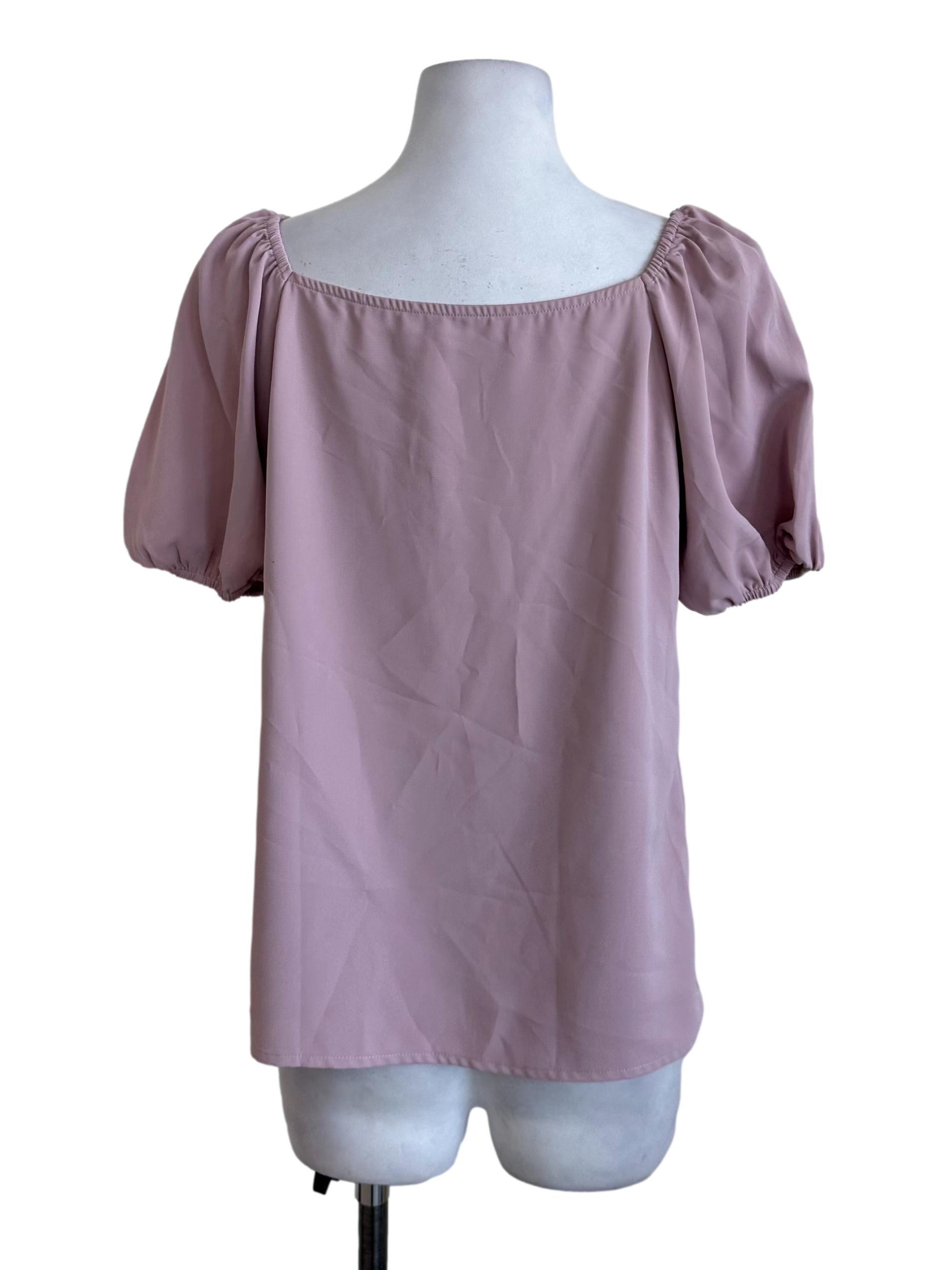 Light Purple Puffed Sleeve Knot Top
