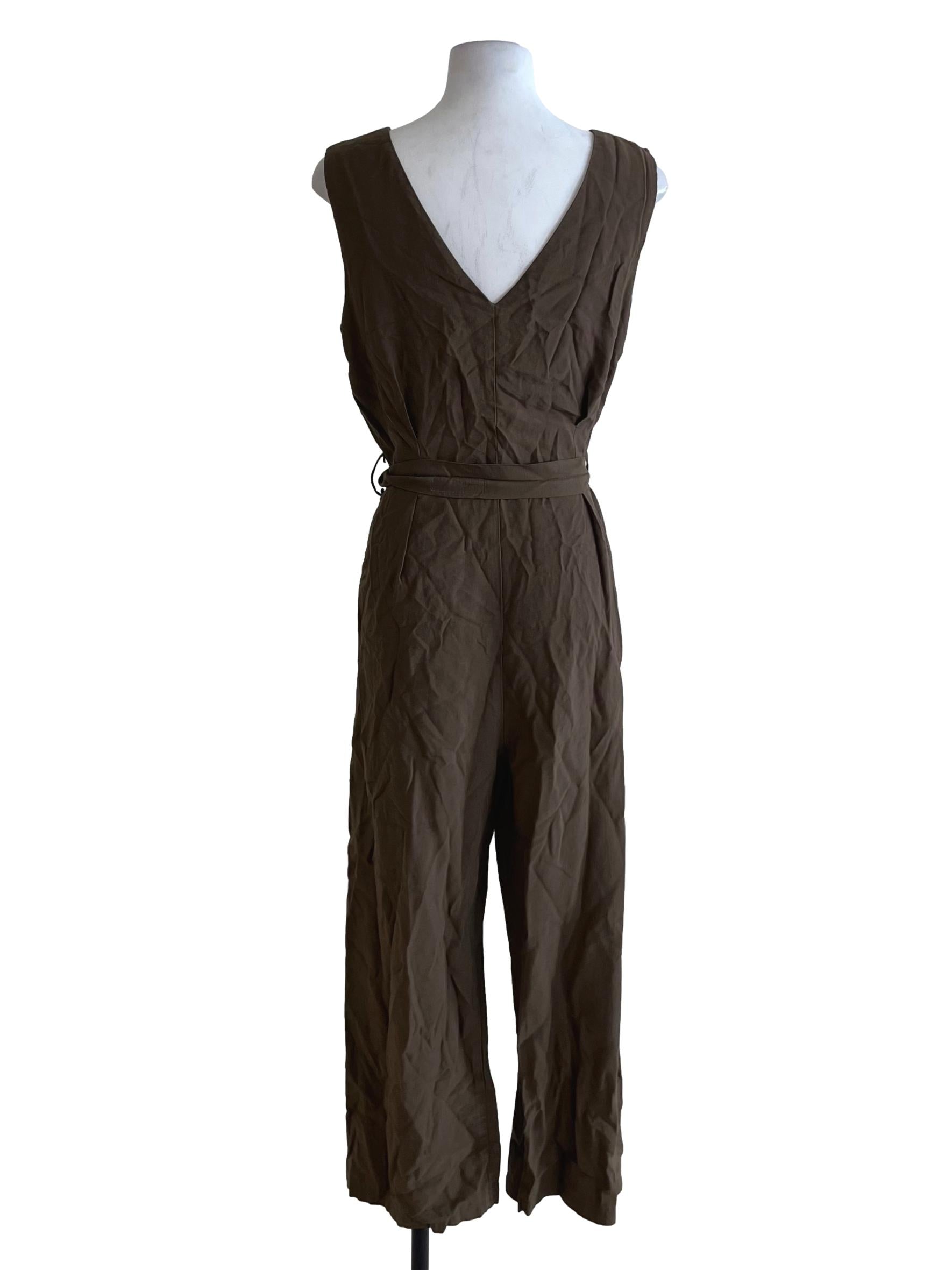 Moss Green V-Neck Jumpsuit