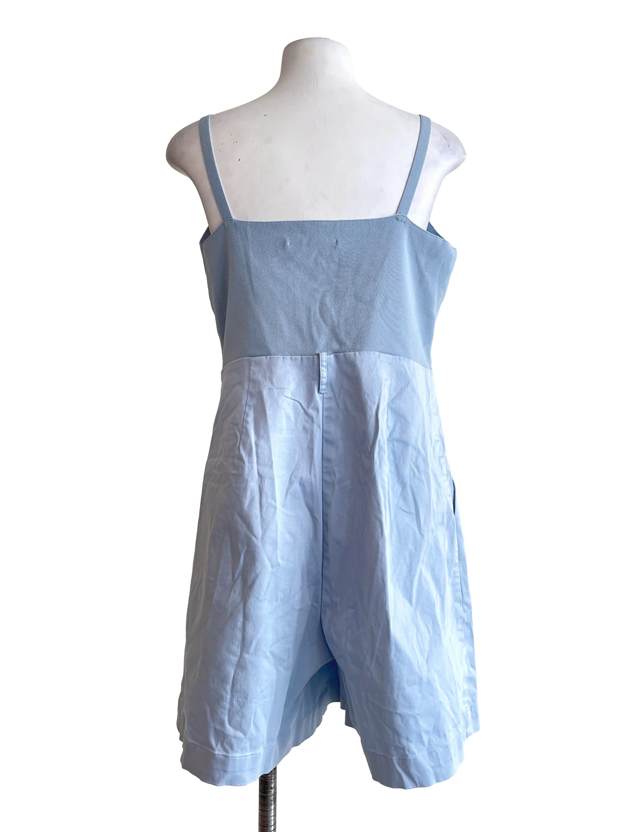 Sky Blue V-Neck Sleeveless Romper