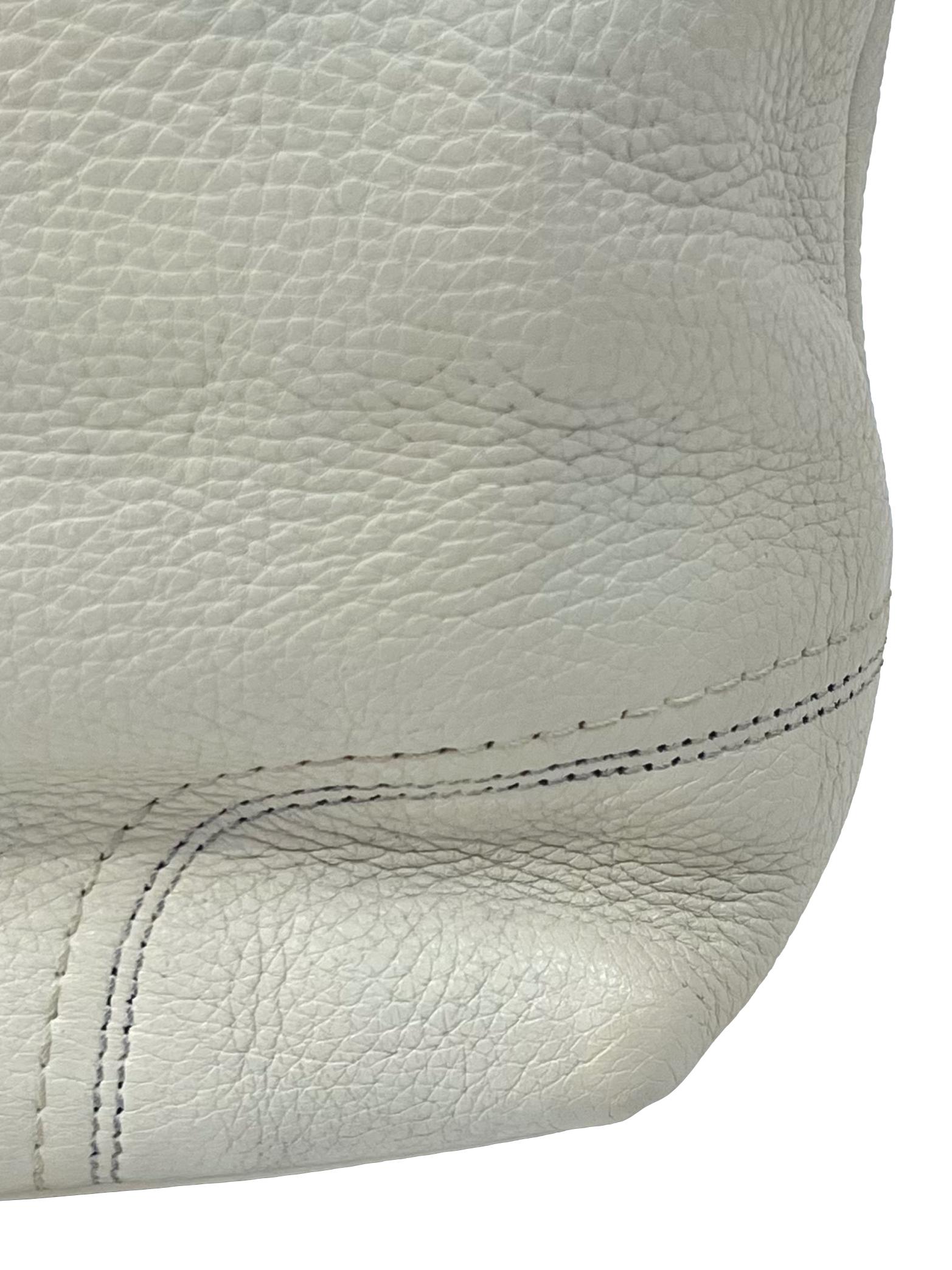 Vintage White Black Pebbled Leather Hamilton Tote Shoulder Bag