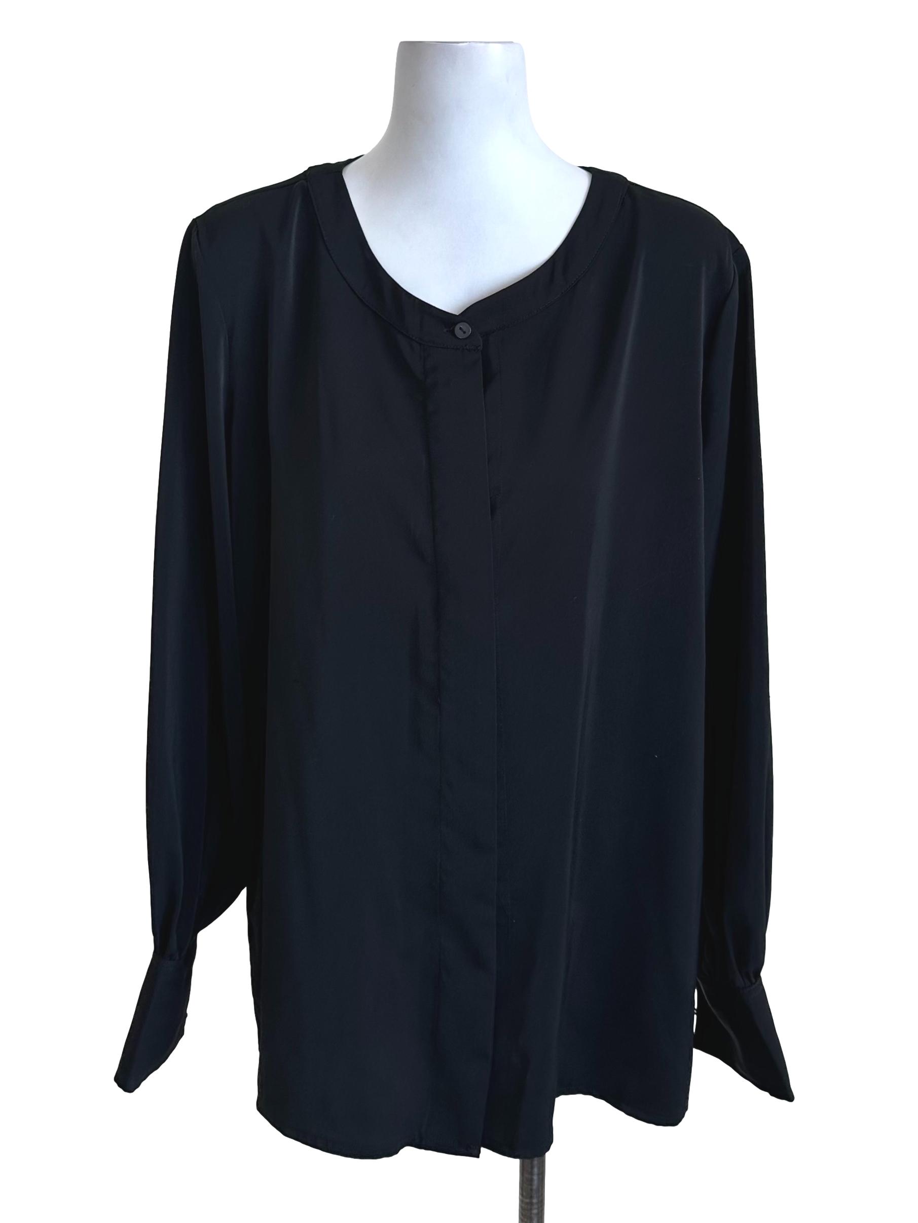 Black Button Long Sleeve Top